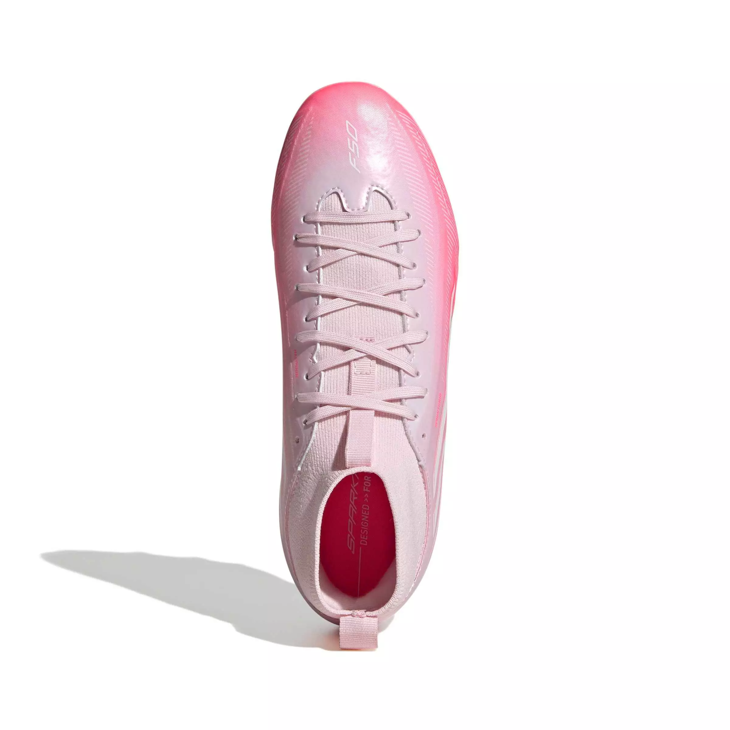 adidas F50 Sparkfusion League Mid Cut MG "Solar Turbo/White/Pink" Grade School Kids' Soccer Cleat - SOLAR/WHITE/PINK