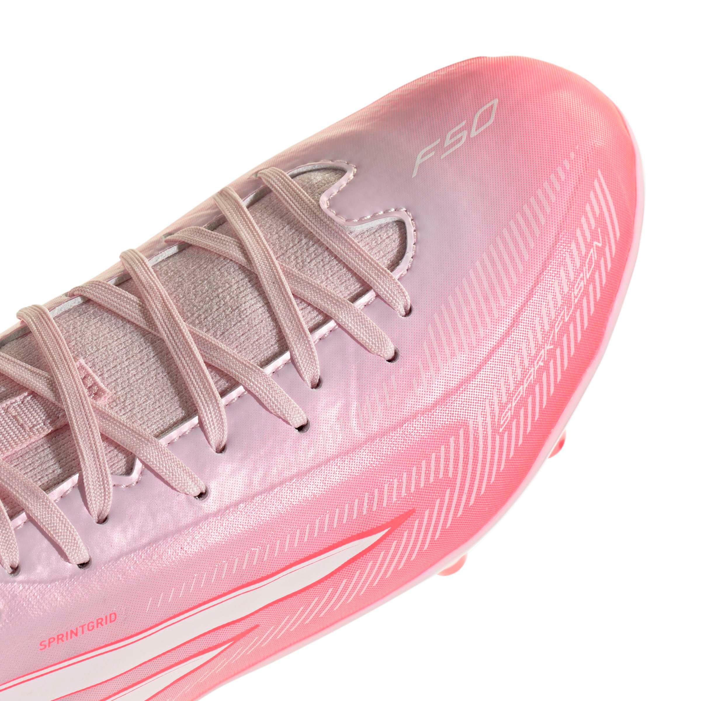 adidas F50 Sparkfusion League Mid Cut MG "Solar Turbo/White/Pink" Grade School Kids' Soccer Cleat - SOLAR/WHITE/PINK