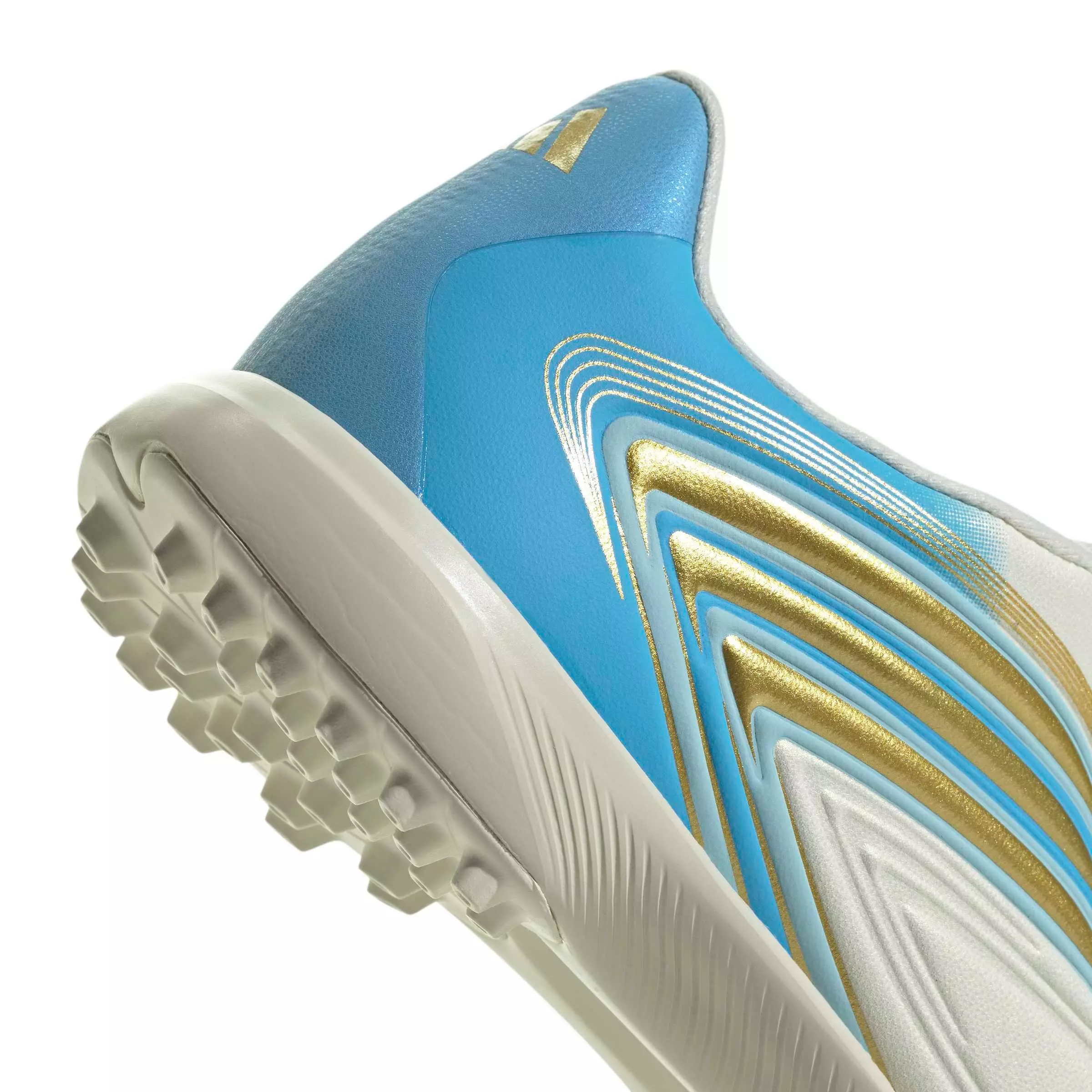 adidas F50 Messi League Laceless Turf "Ivory/Semi Blue/Icey Blue" Grade School Kids' Soccer Shoe - IVORY/BLUE/BLUE