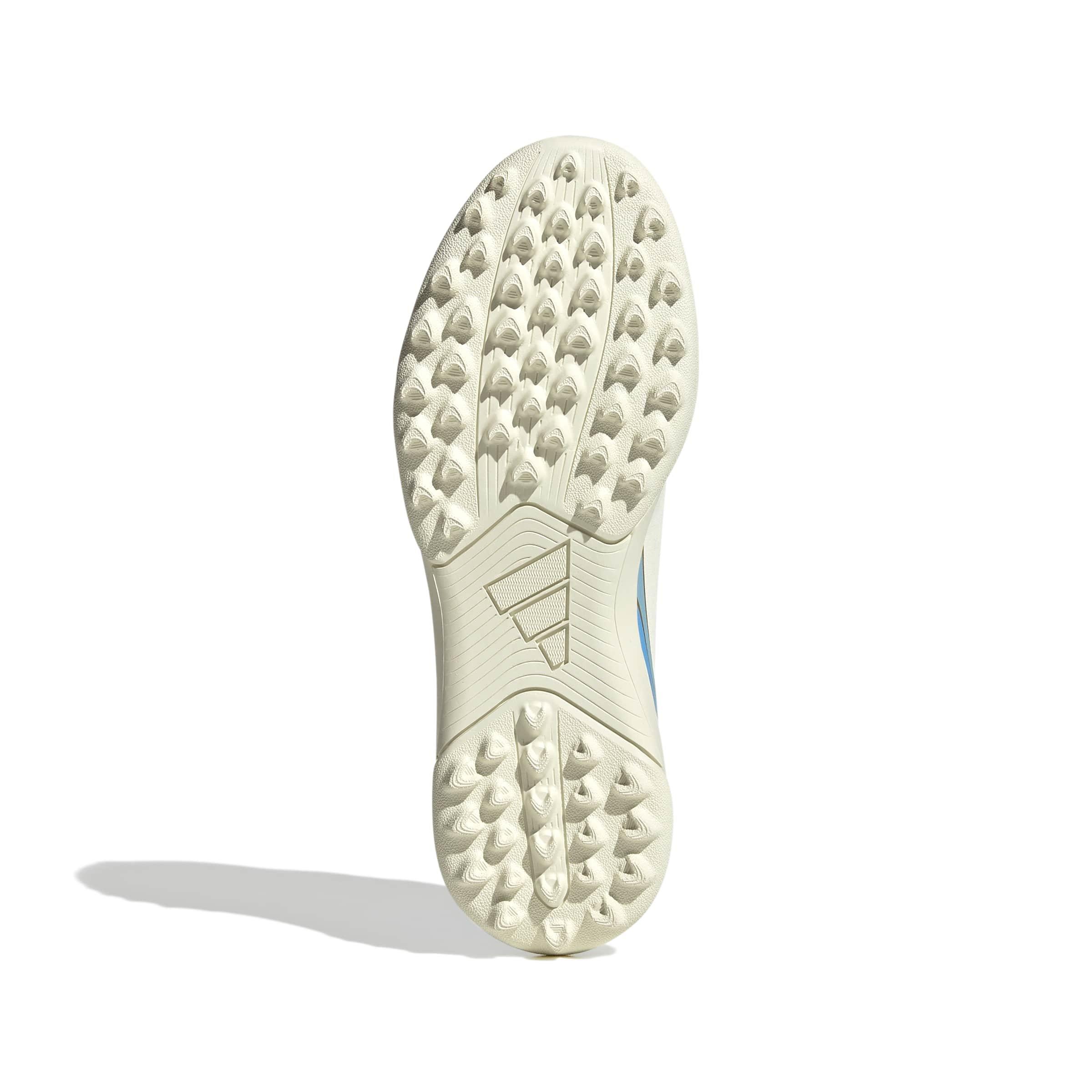 adidas F50 Messi Club Turf "Ivory/Semi Blue Burst/Icey Blue" Grade School Kids' Soccer Shoe - IVORY/BLUE/BLUE