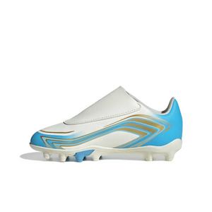 adidas F50 Messi Club Velcro MG "Ivory/Semi Blue Burst/Icey Blue" Preschool Kids' Soccer Cleat - IVORY/BLUE/BLUE