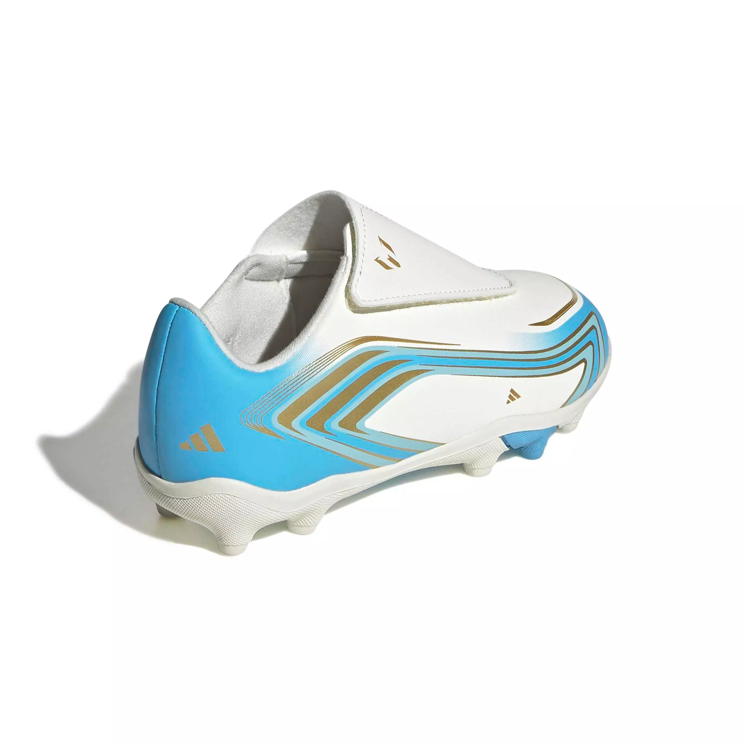 adidas F50 Messi Club Velcro MG "Ivory/Semi Blue Burst/Icey Blue" Preschool Kids' Soccer Cleat - IVORY/BLUE/BLUE
