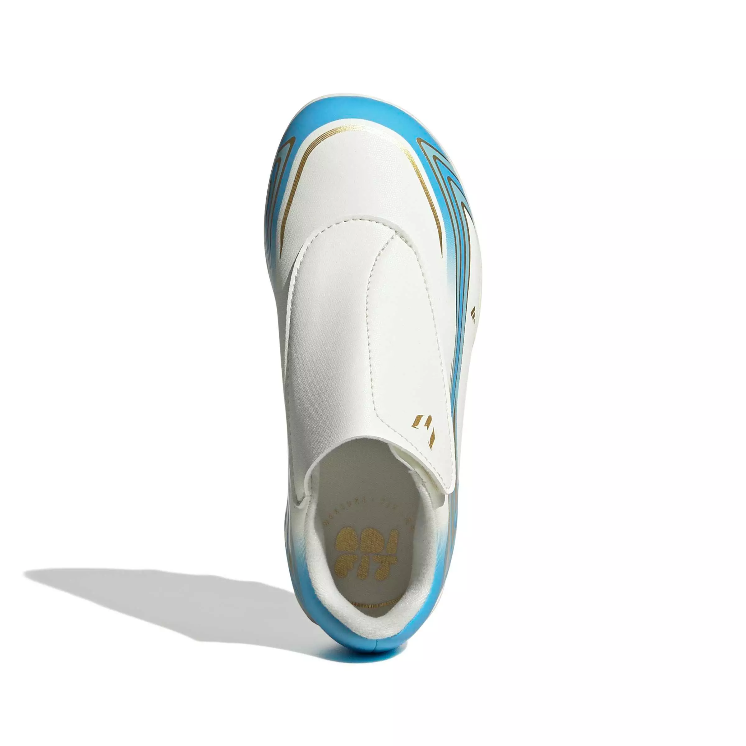 adidas F50 Messi Club Velcro MG "Ivory/Semi Blue Burst/Icey Blue" Preschool Kids' Soccer Cleat - IVORY/BLUE/BLUE