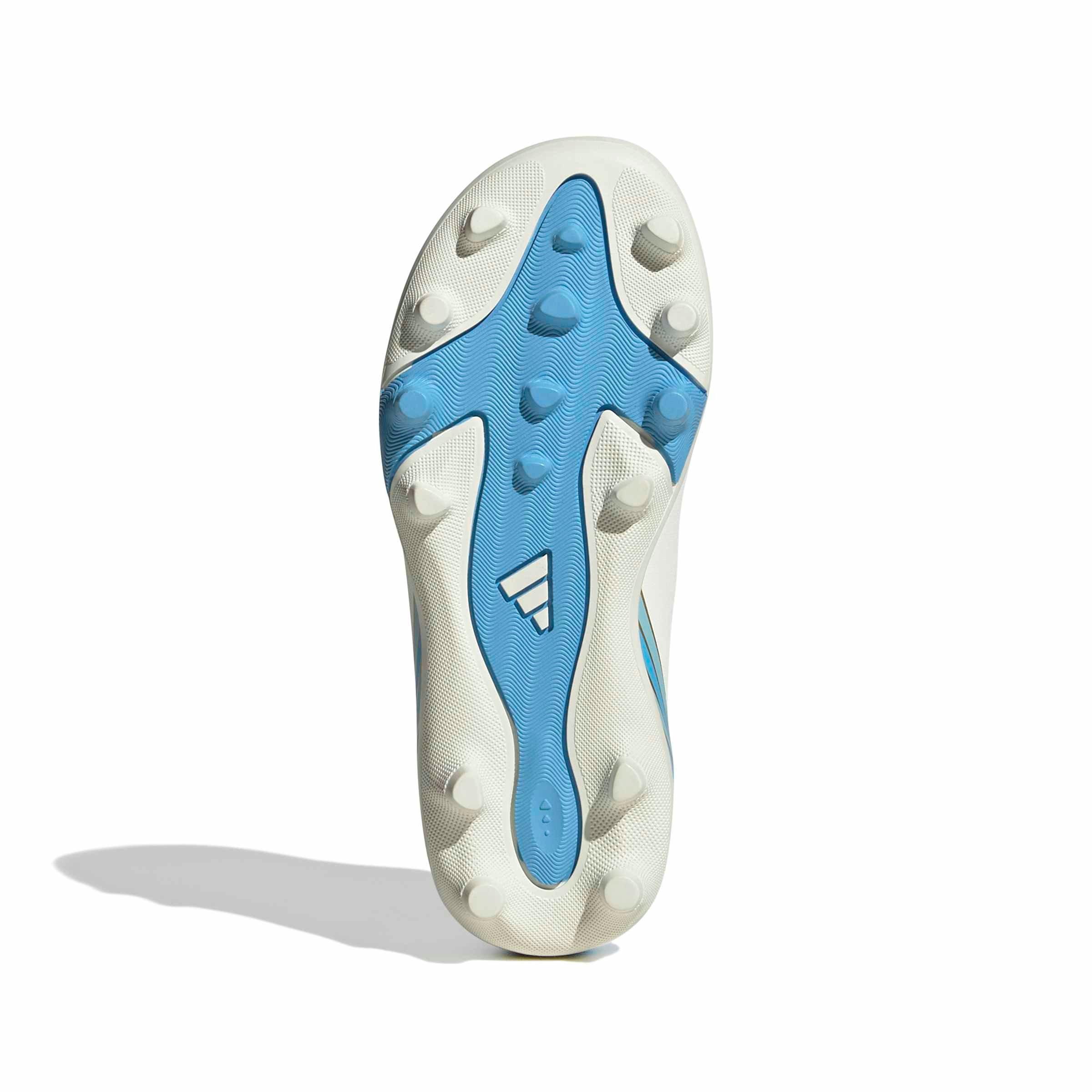 adidas F50 Messi Club Velcro MG "Ivory/Semi Blue Burst/Icey Blue" Preschool Kids' Soccer Cleat - IVORY/BLUE/BLUE