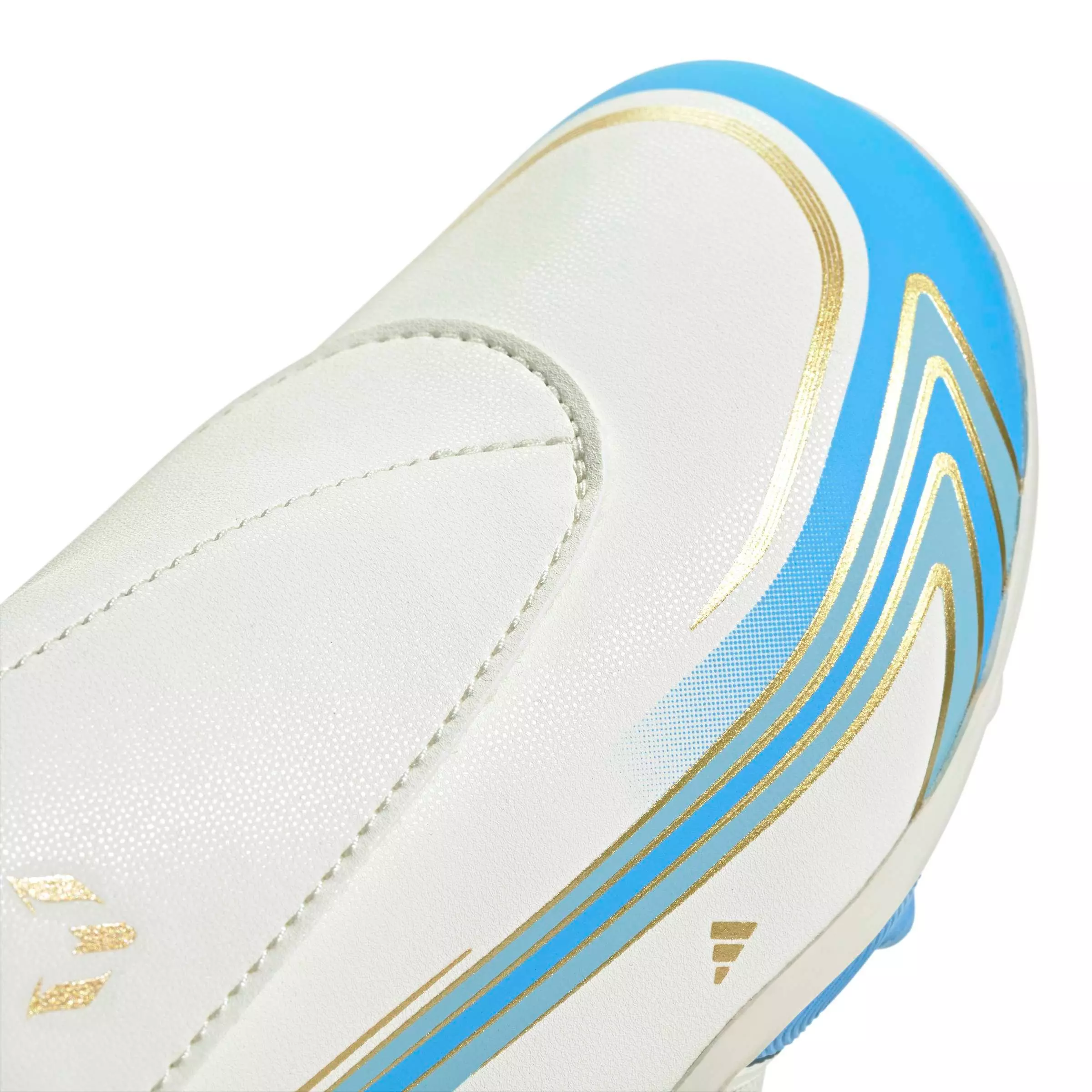 adidas F50 Messi Club Velcro MG "Ivory/Semi Blue Burst/Icey Blue" Preschool Kids' Soccer Cleat - IVORY/BLUE/BLUE