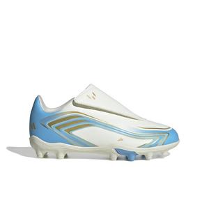 adidas F50 Messi Club Velcro MG "Ivory/Semi Blue Burst/Icey Blue" Preschool Kids' Soccer Cleat - IVORY/BLUE/BLUE