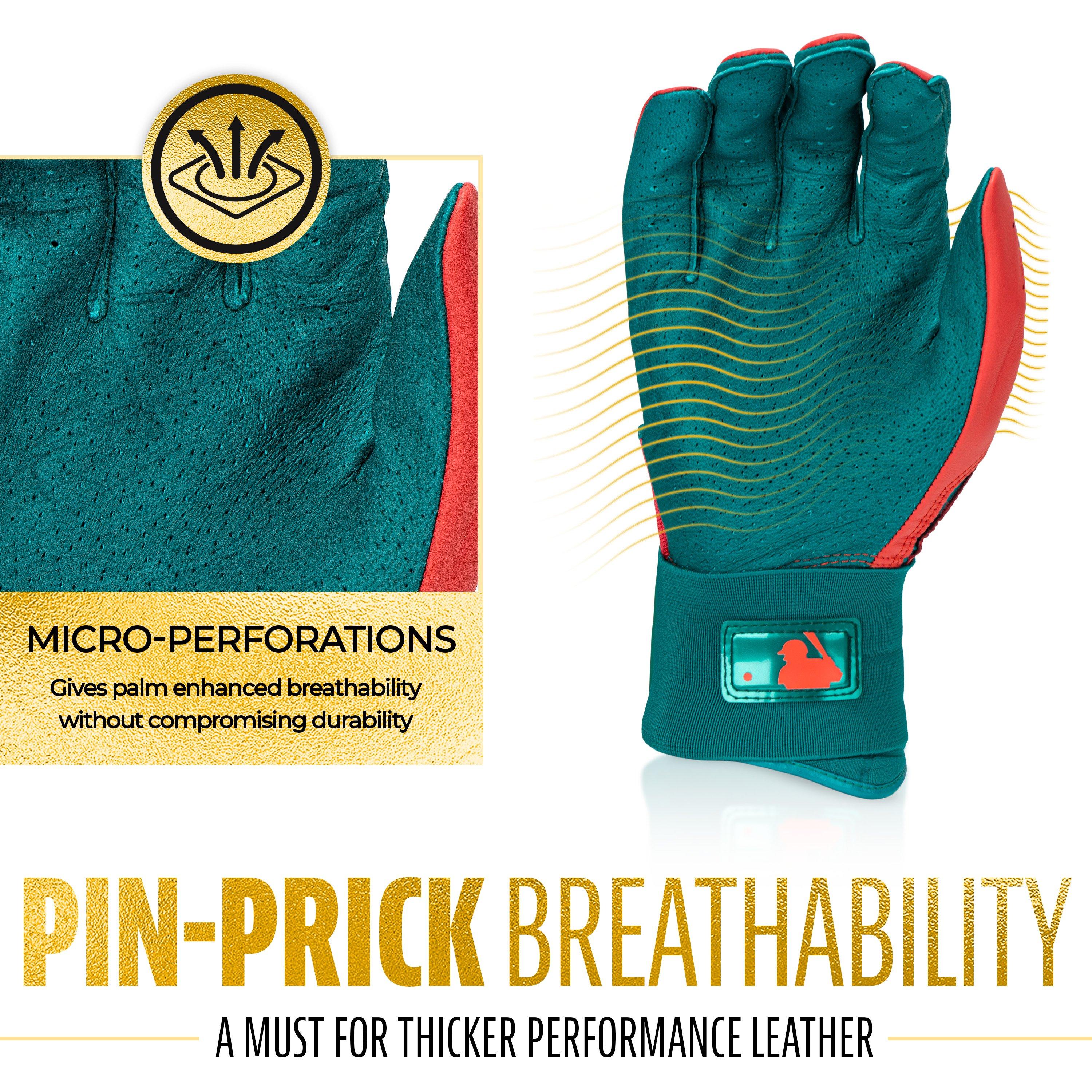 Franklin Sports Big Kids' Powerstrap Infinite Batting Gloves - ORANGE/BLUE Thumbnail View 2