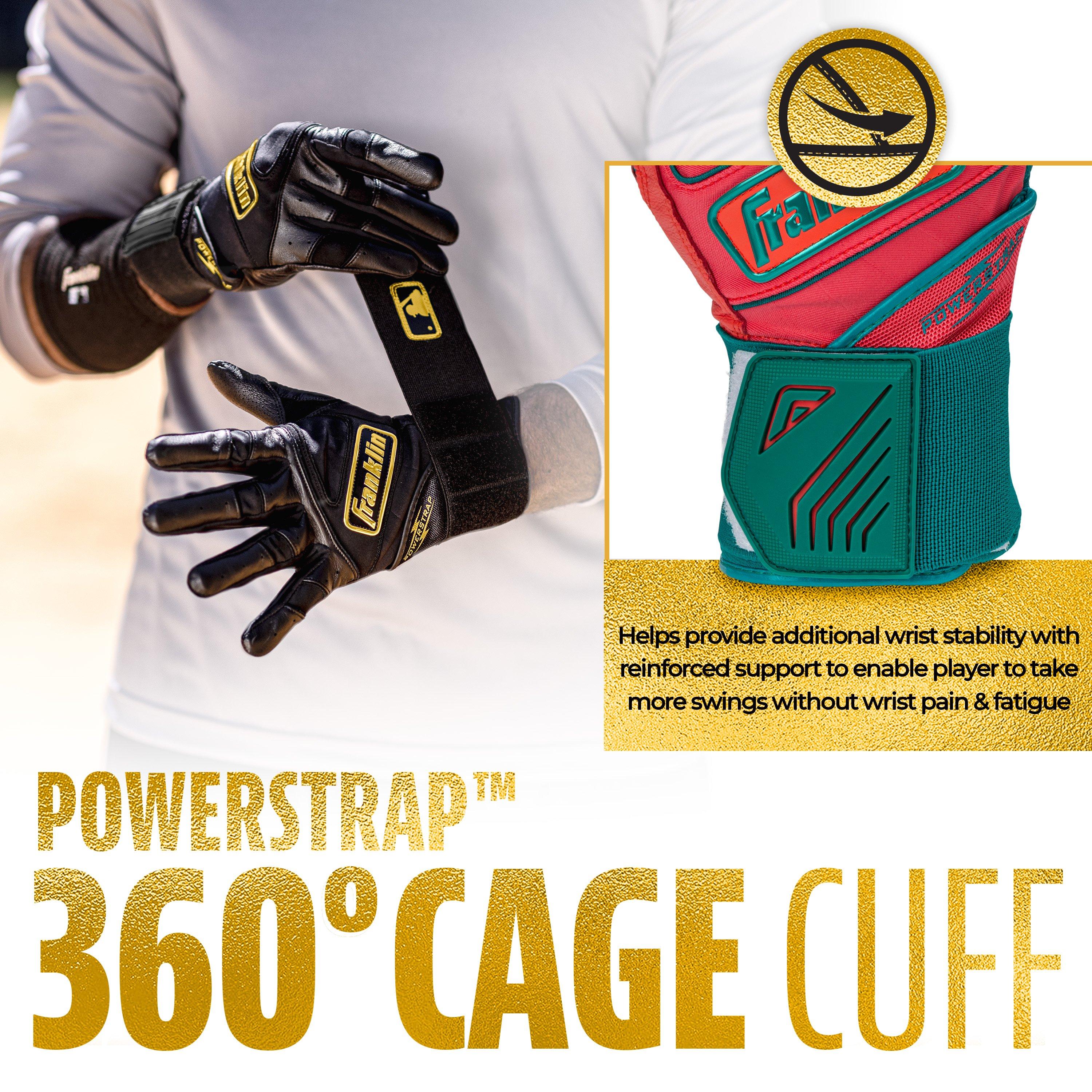 Franklin Sports Big Kids' Powerstrap Infinite Batting Gloves - ORANGE/BLUE Thumbnail View 4