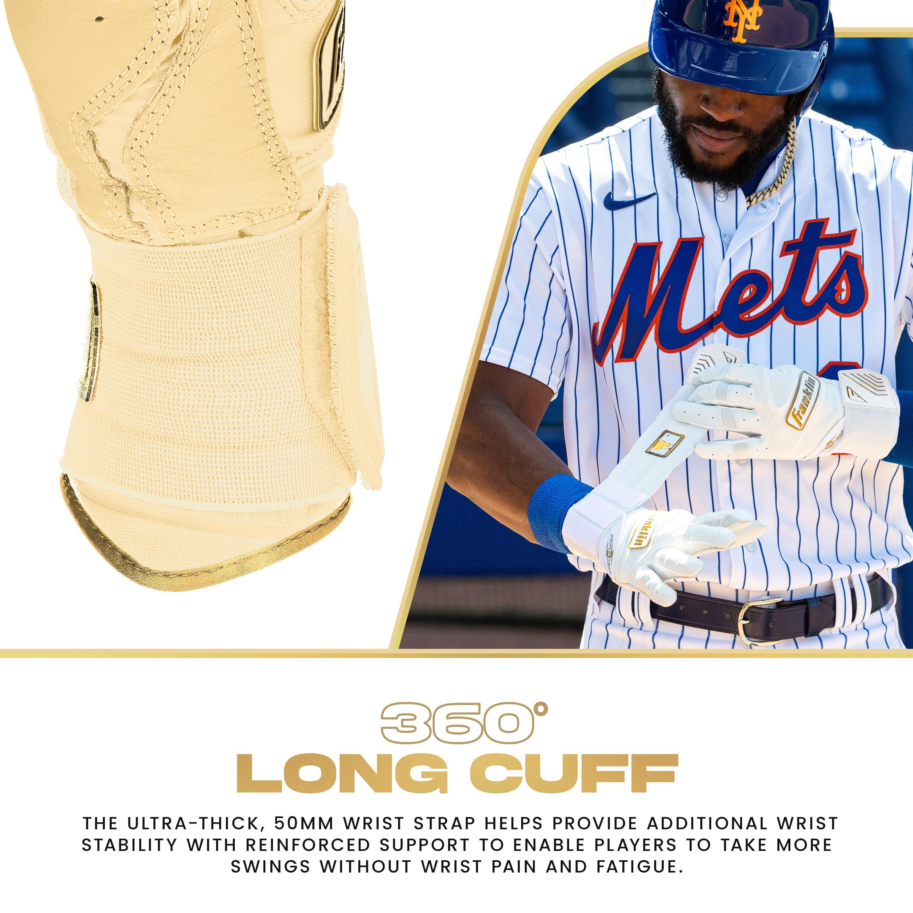 Franklin Sports Big Kids' Powerstrap Infinite Batting Gloves - WHITE/GOLD Thumbnail View 5