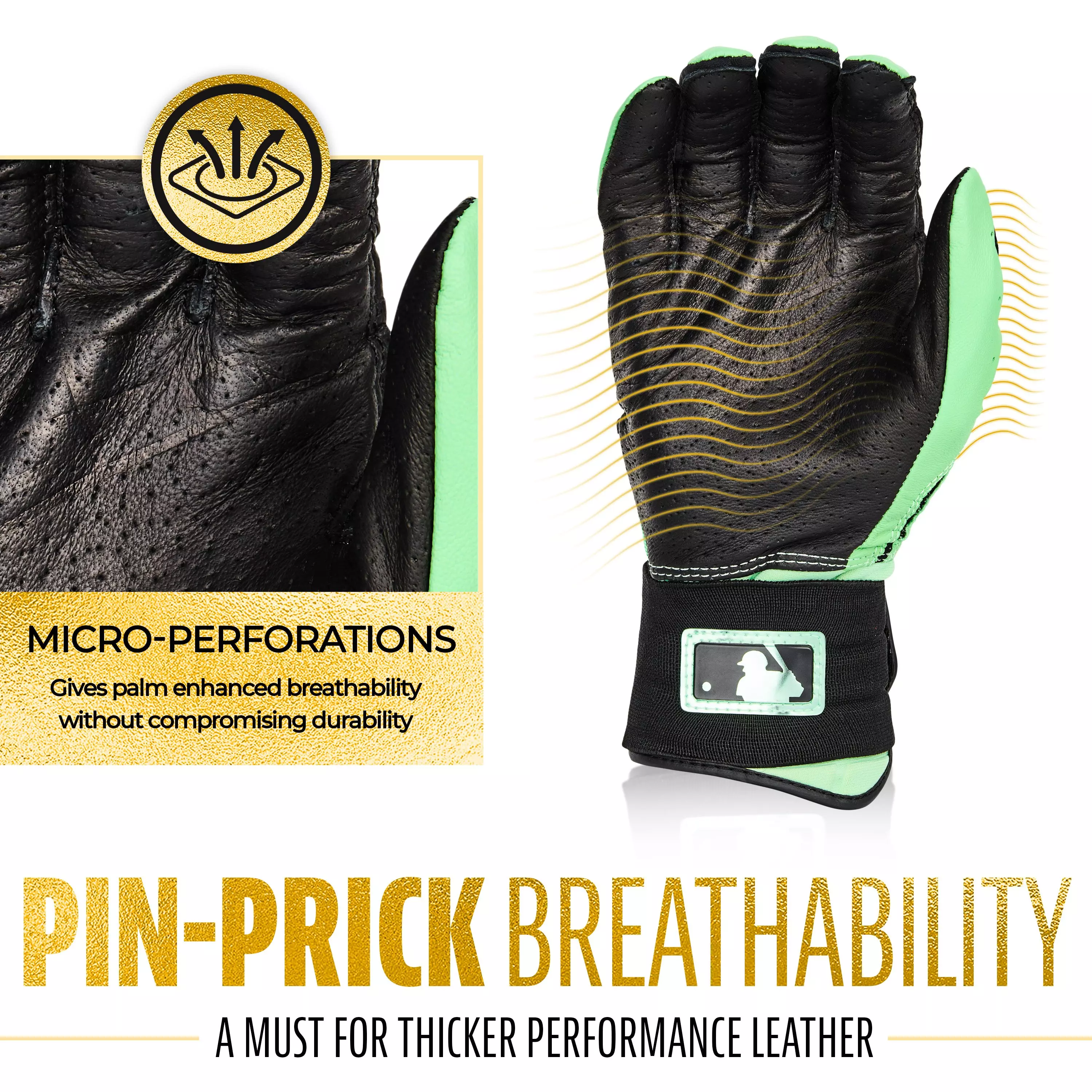 Franklin Sports Big Kids' Powerstrap Infinite Batting Gloves - MINT