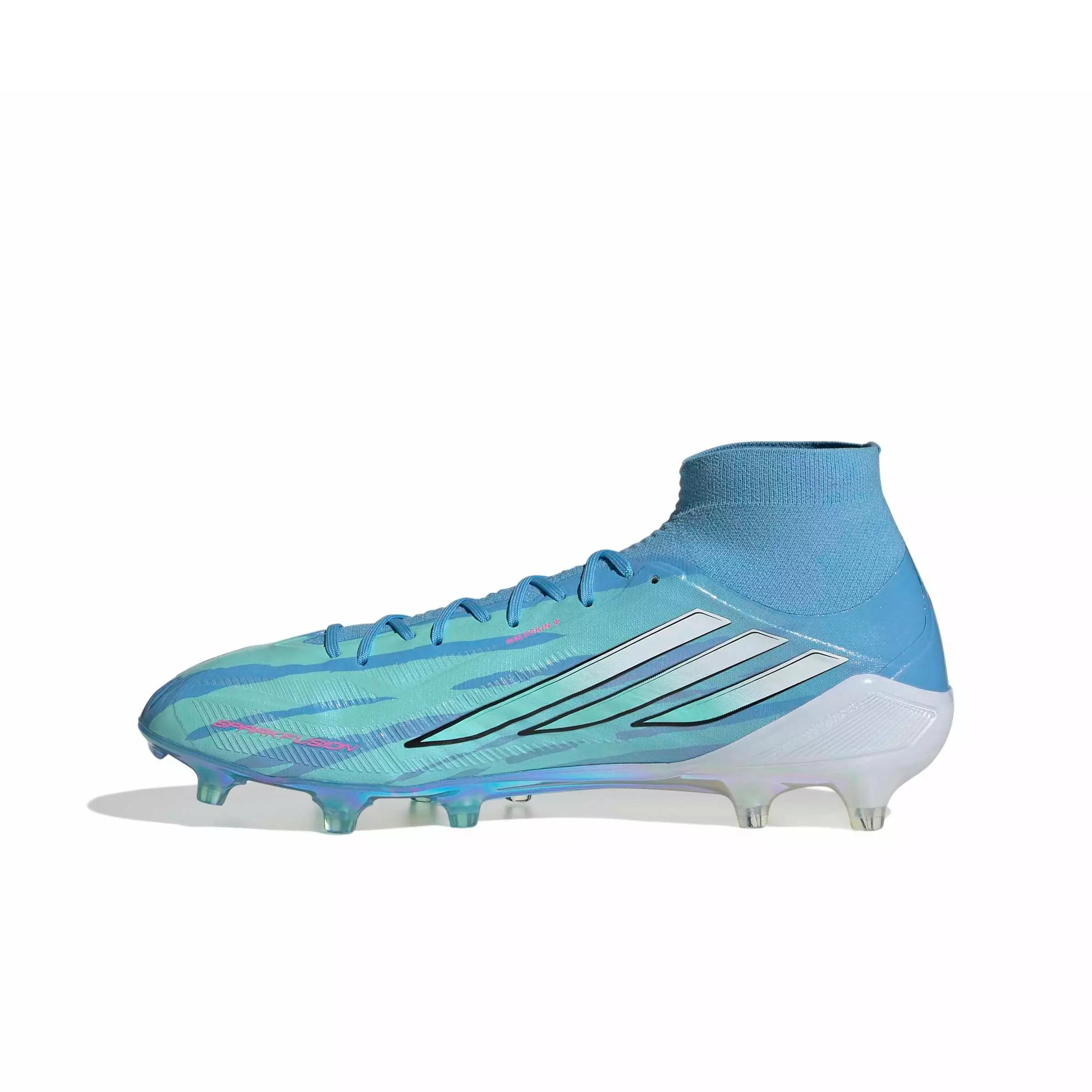 adidas F50 Sparkfusion Elite Mid Cut MG "Semi Blue Burst/Ftwr White/Lucid Pink" Women's Soccer Cleat - BLUE/WHITE/PINK
