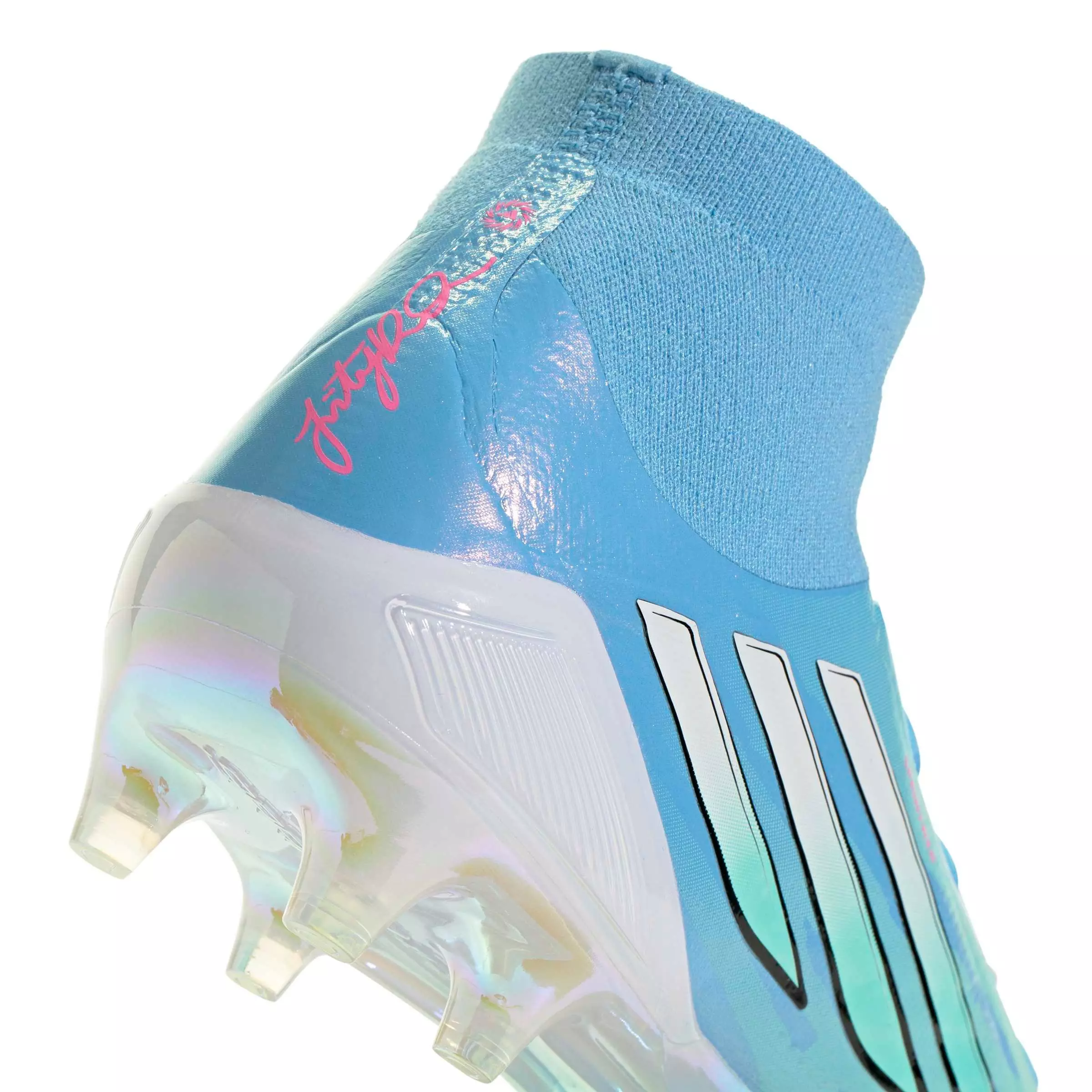 adidas F50 Sparkfusion Elite Mid Cut MG "Semi Blue Burst/Ftwr White/Lucid Pink" Women's Soccer Cleat - BLUE/WHITE/PINK