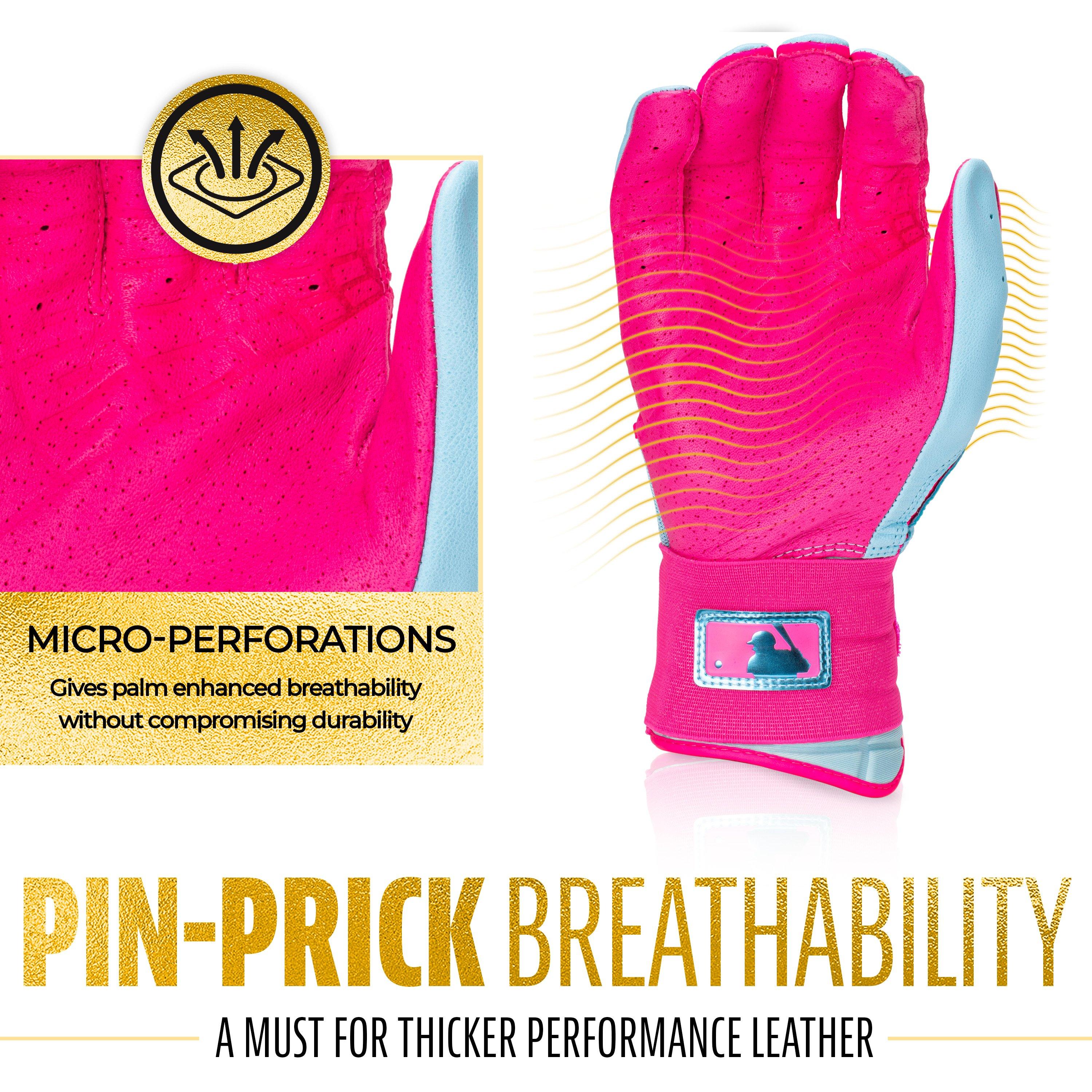 Franklin Sports Powerstrap Infinite Batting Gloves - BLUE/PINK Thumbnail View 2