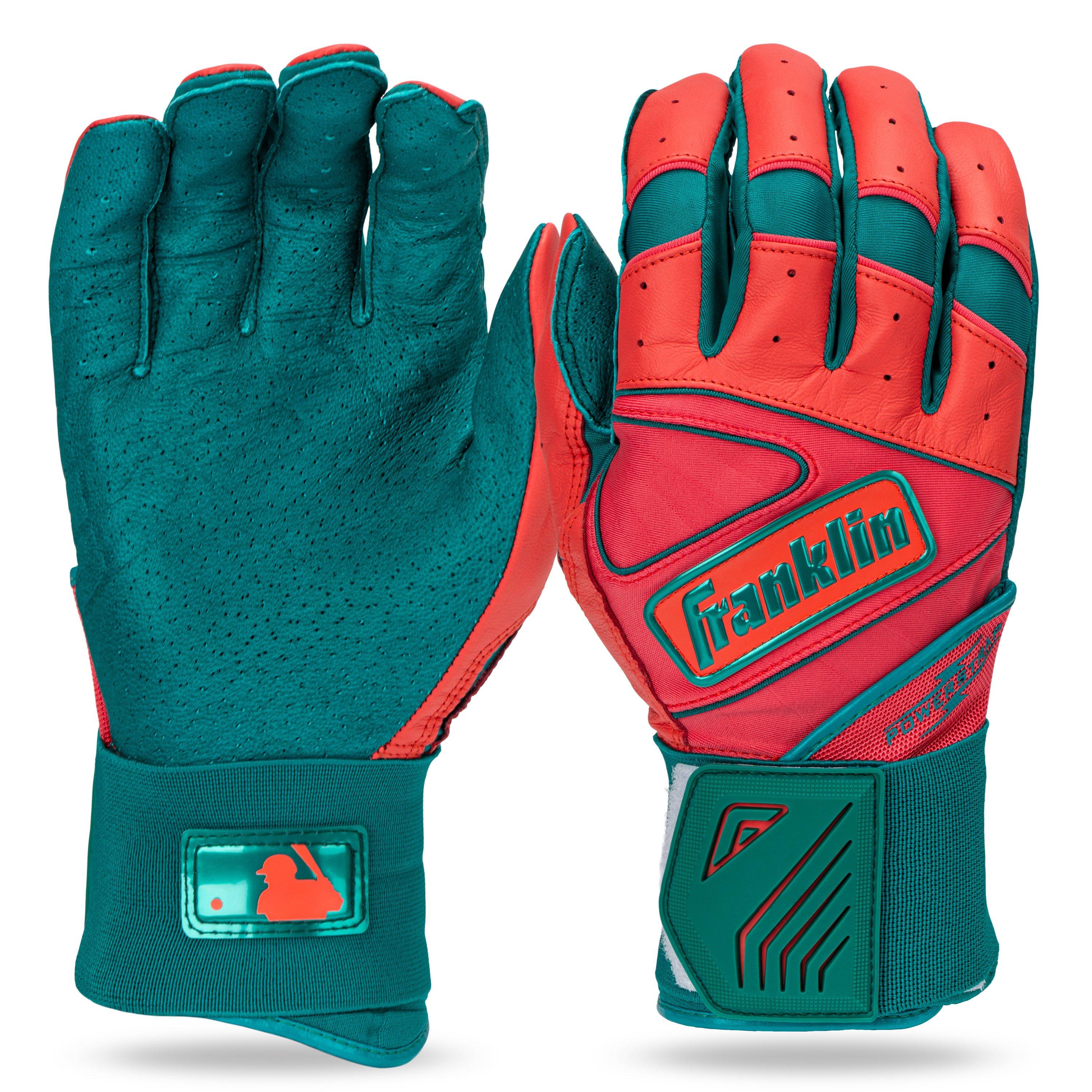 Franklin Sports Powerstrap Infinite Batting Gloves - ORANGE/BLUE Thumbnail View 1