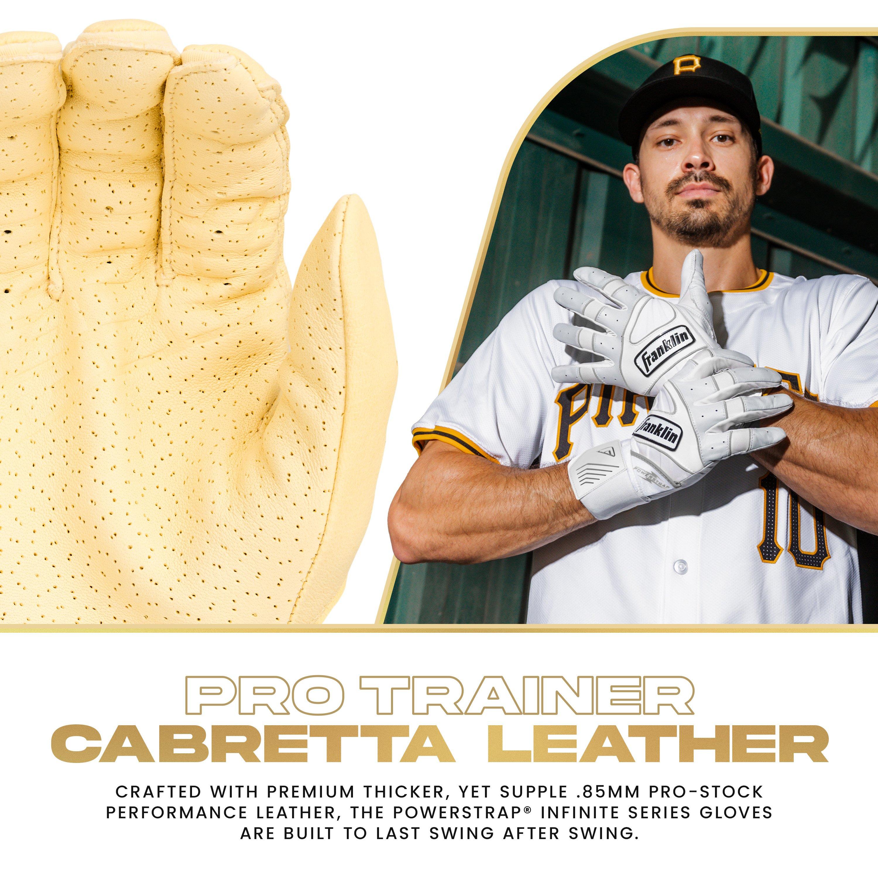 Franklin Sports Powerstrap Infinite Batting Gloves - WHITE/GOLD Thumbnail View 2