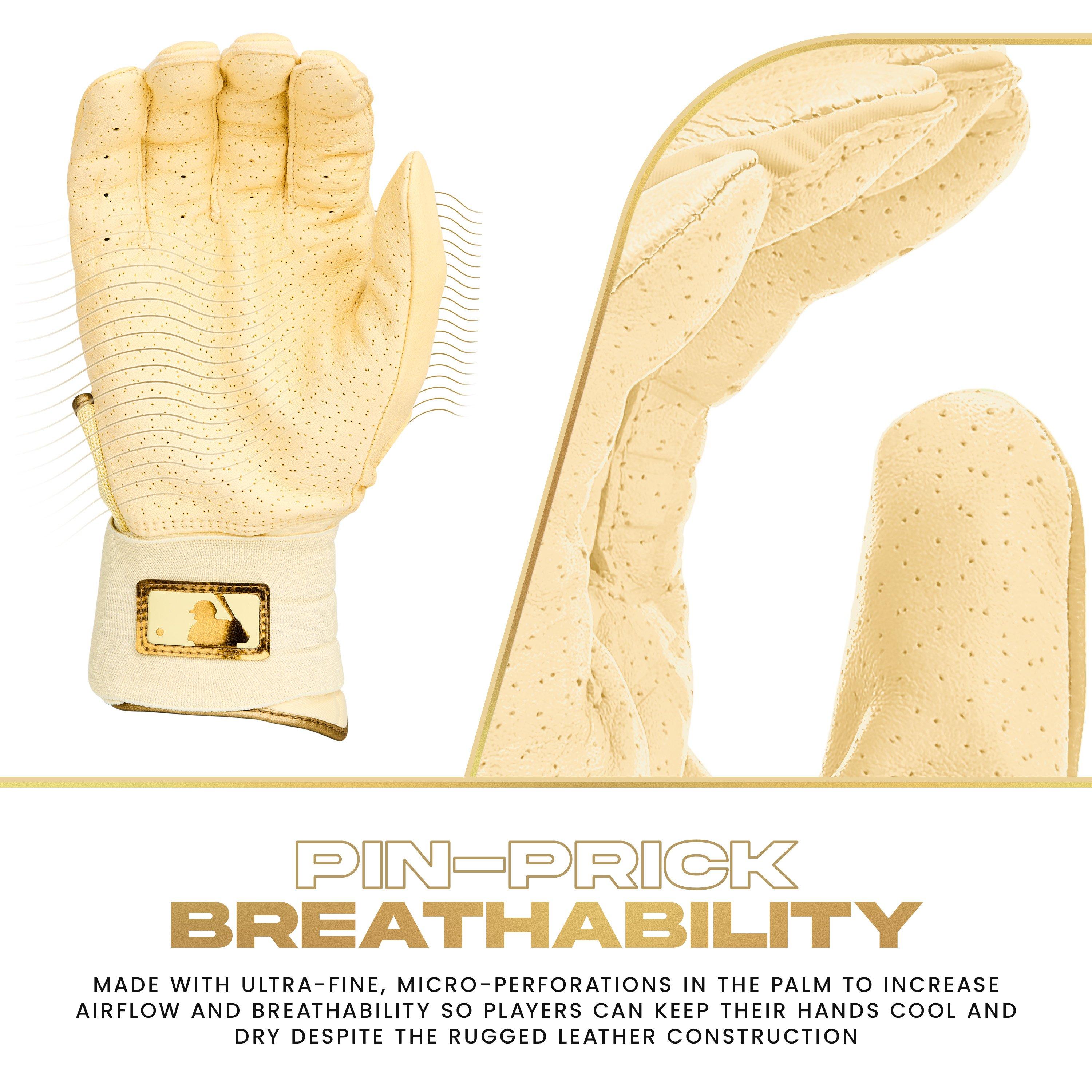Franklin Sports Powerstrap Infinite Batting Gloves - WHITE/GOLD Thumbnail View 4