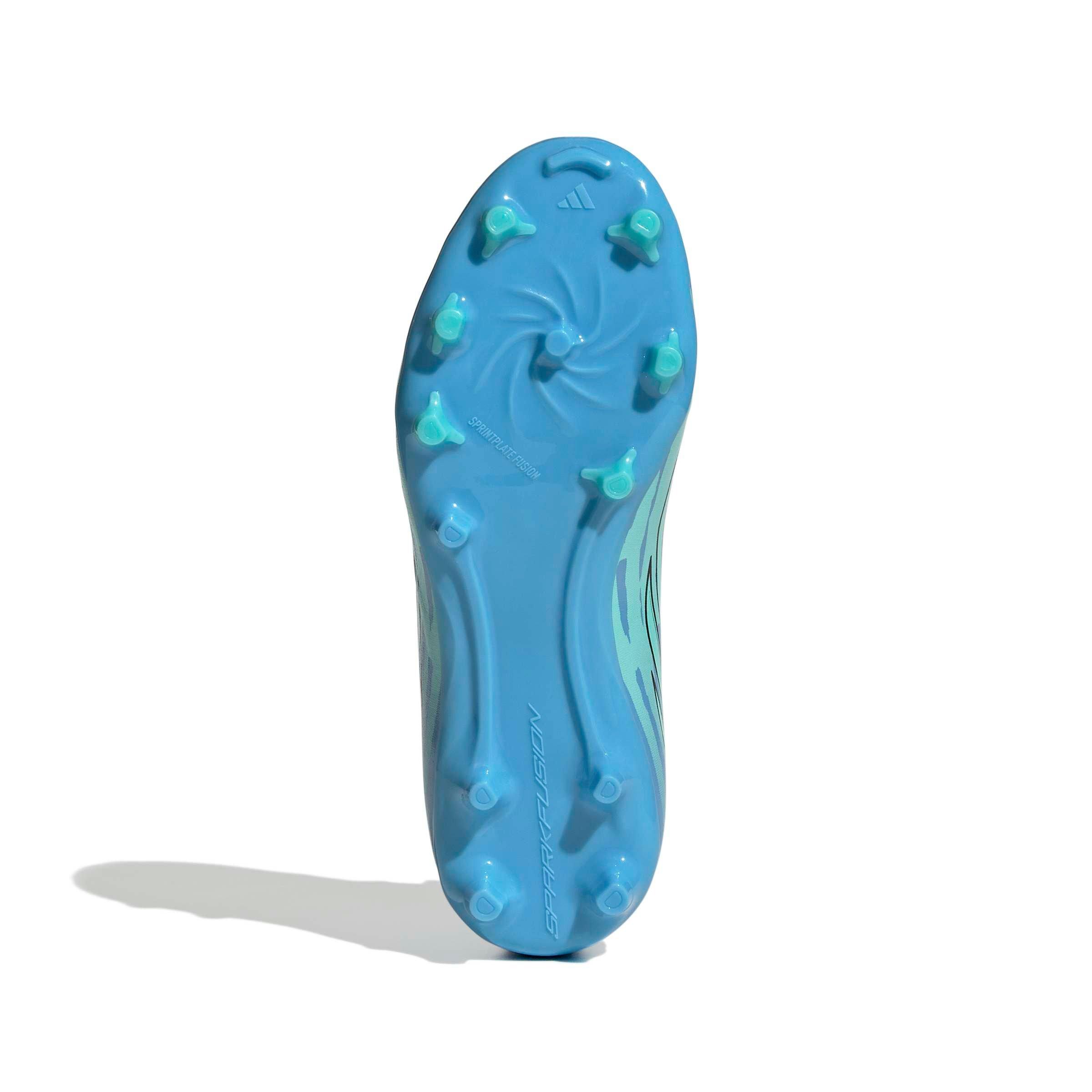 adidas F50 Sparkfusion League Mid Cut MG "Semi Blue/White/Pink" Grade School Kids' Soccer Cleat - BLUE/WHITE/PINK