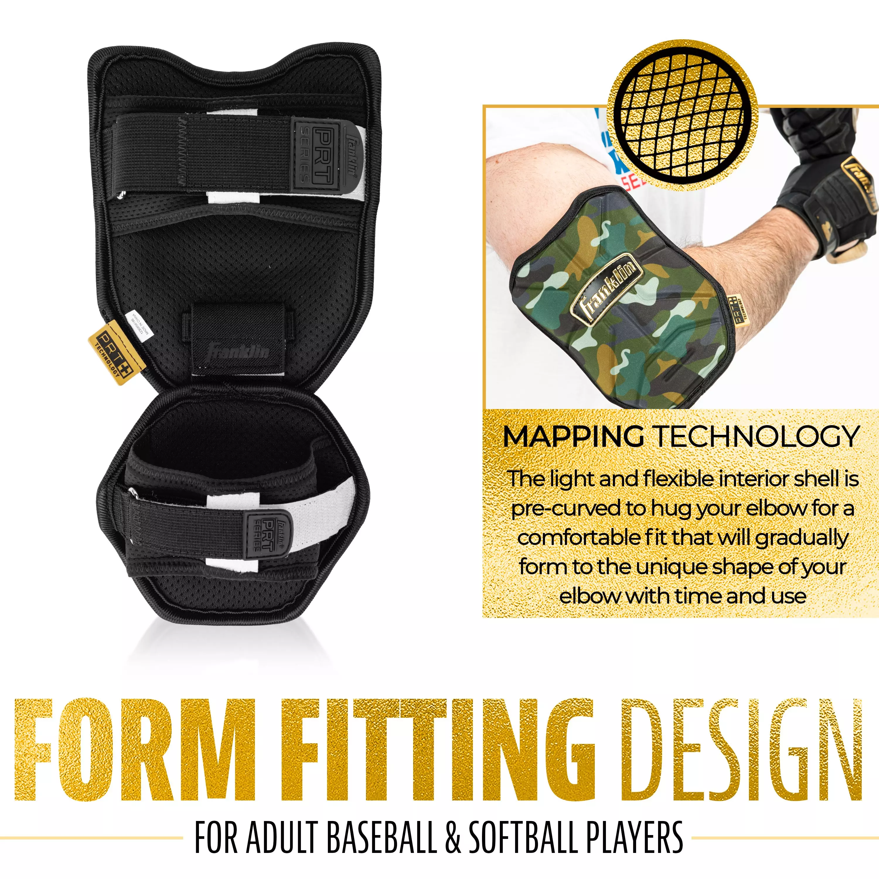 Franklin Sports Youth PRT Protective Elbow Guard - Camouflage - CAMOUFLAGE