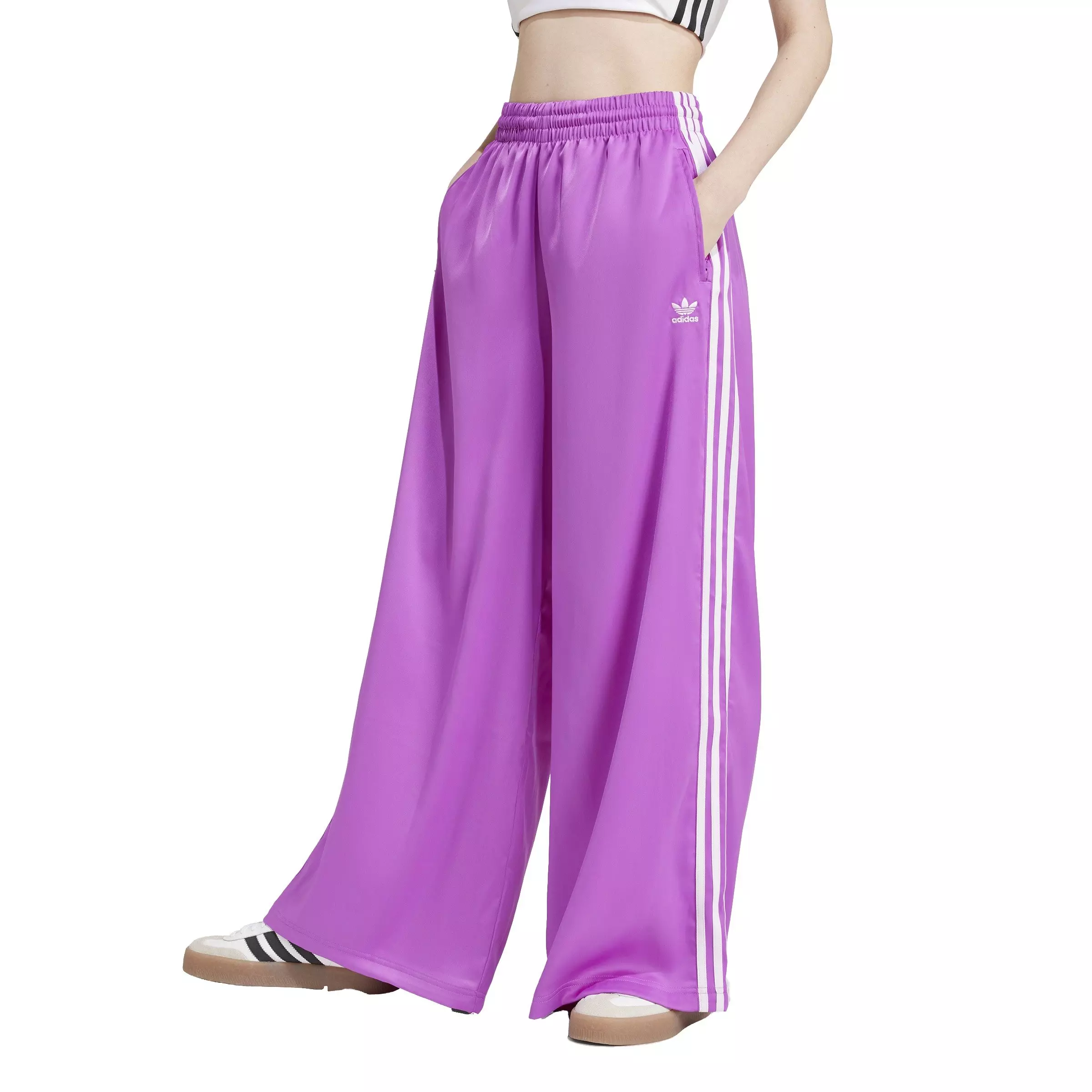 adidas Originals Women's Satin Wide Leg Track Joggers - Purple - PURPLE