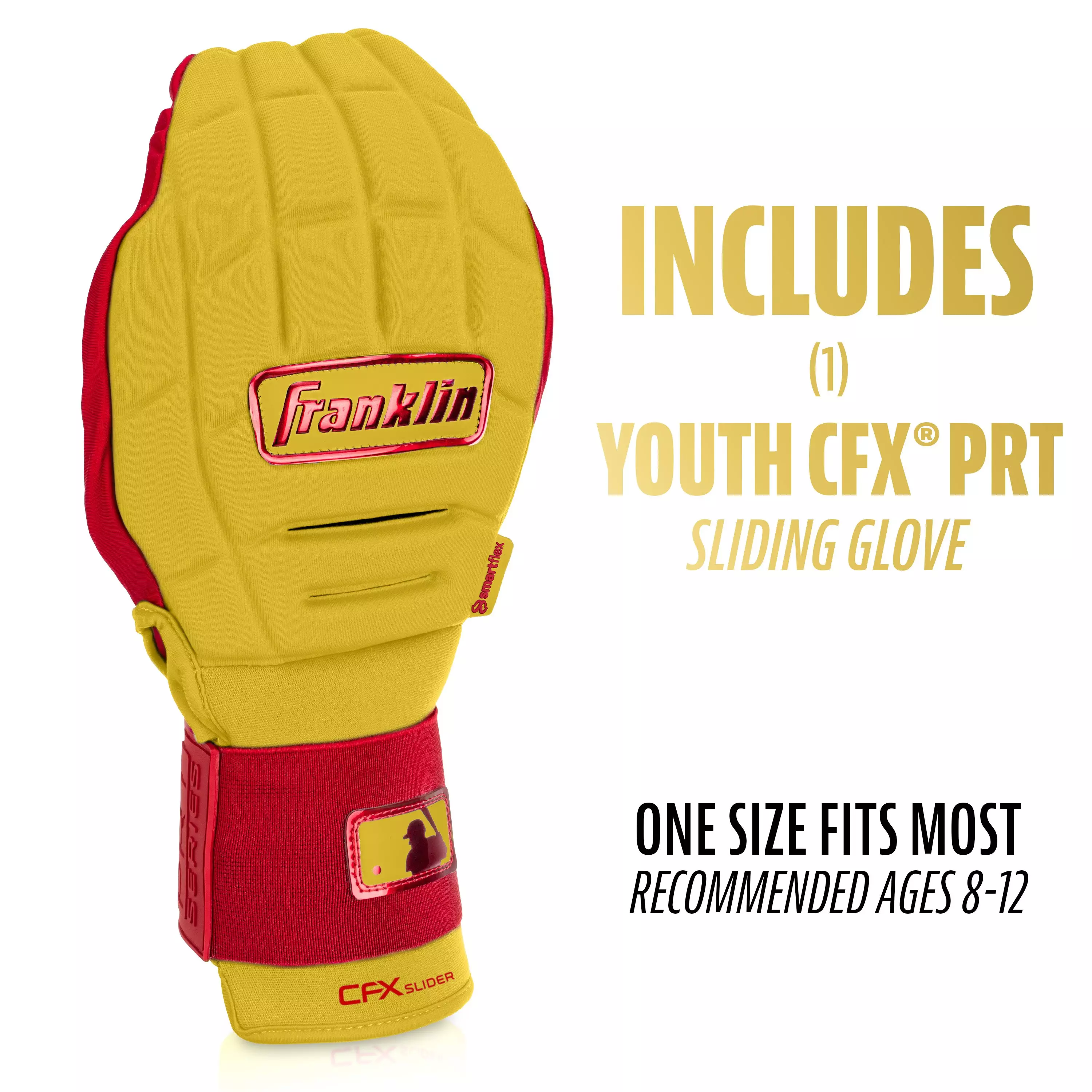 Franklin Sports MLB Youth CFX Slider PRT Protective Sliding Glove - Yellow/Red - YELLOW/RED