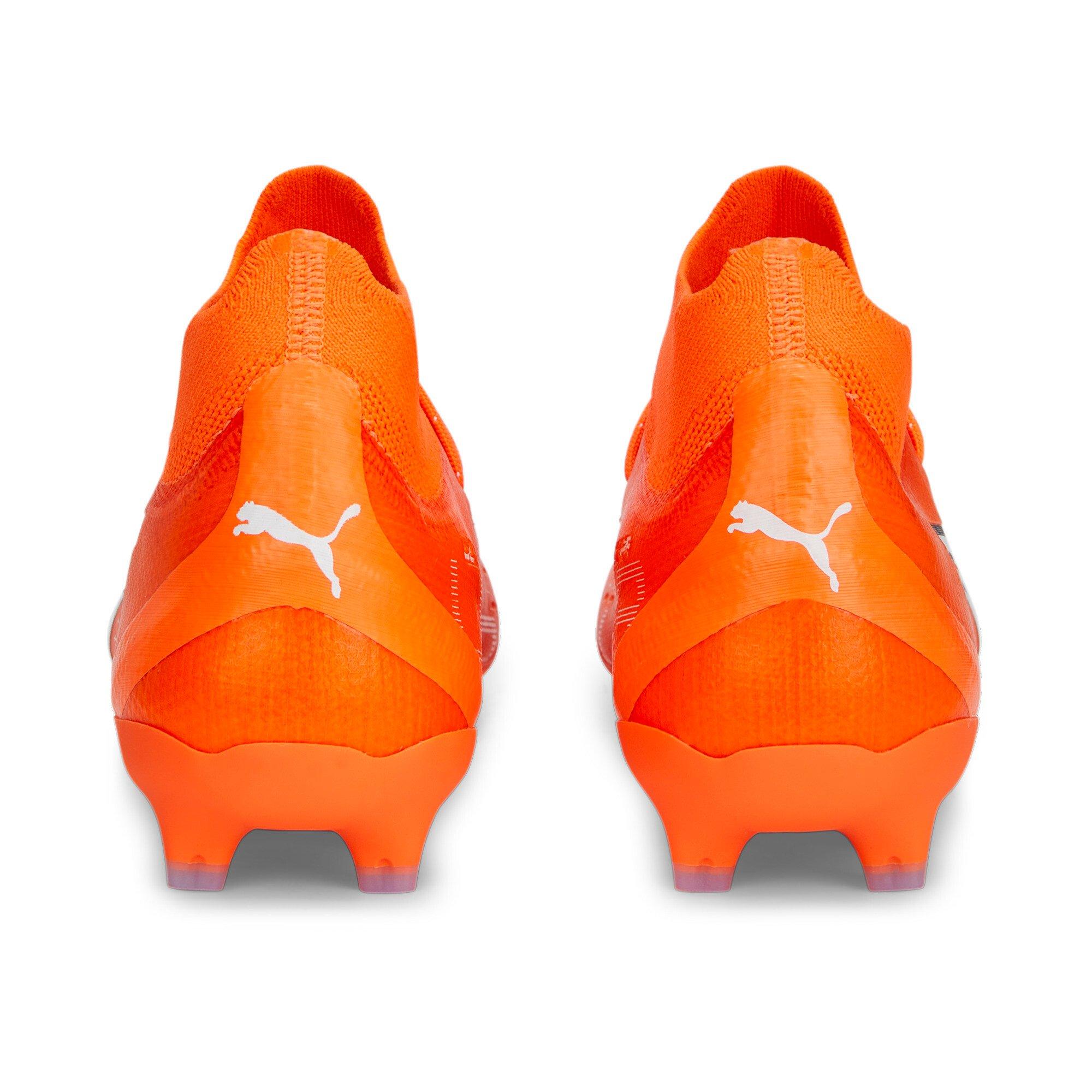 PUMA ULTRA Pro FG/AG Grade School Kids' "Ultra Orange/PUMA White/Blue Glimmer" Soccer Cleat