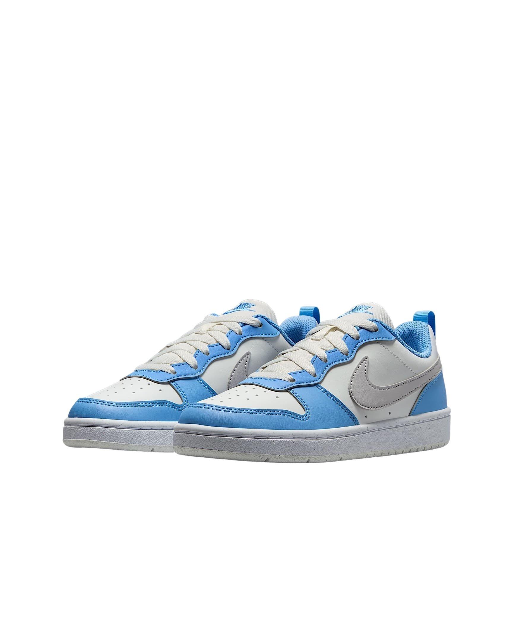 Nike Court Borough Low Recraft Grade School Boys' "Summit White/Cobalt Pulse/White/Vast Grey" Shoe