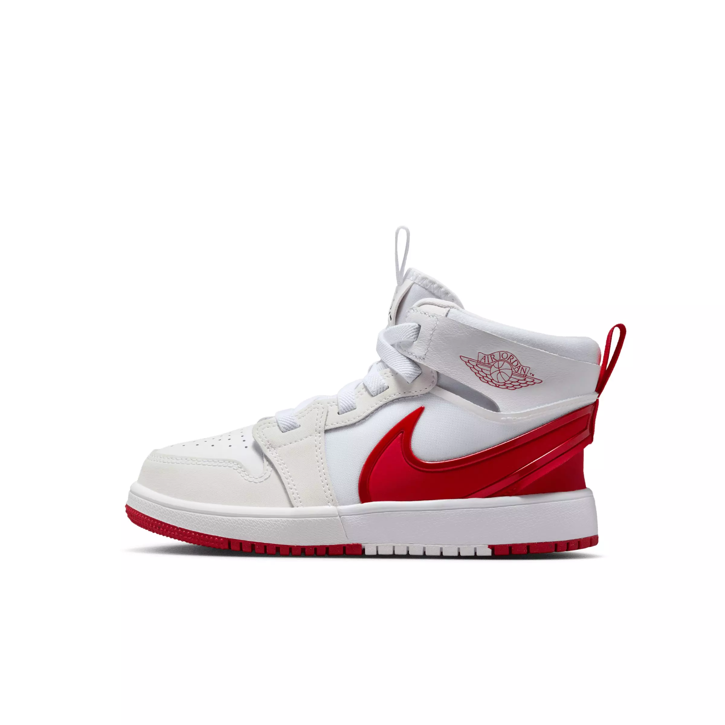 Jordan 1 Mid RM EasyOn "White/Black/University Red" Preschool Boys' Shoe - WHITE/BLACK/RED