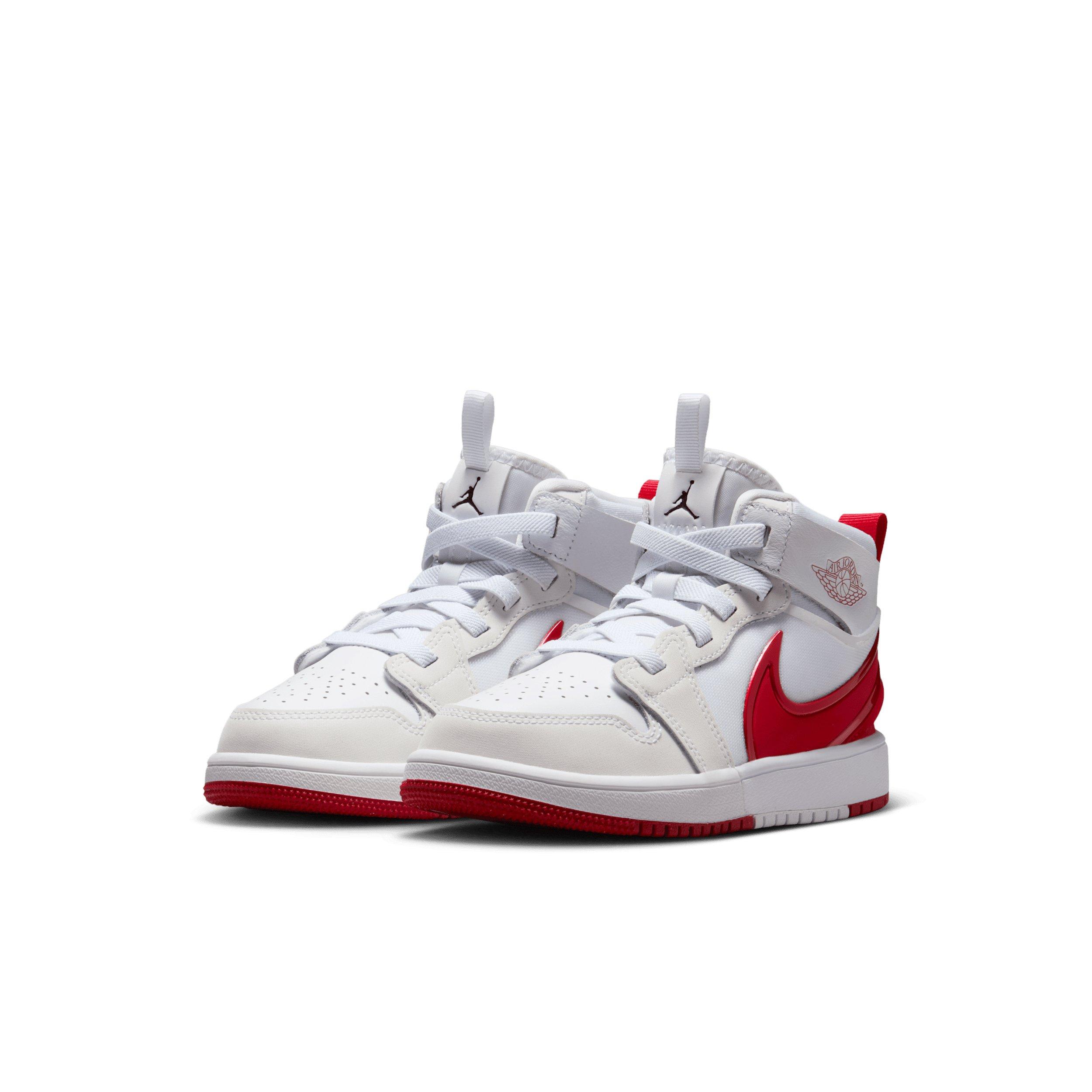 Jordan 1 Mid RM EasyOn Preschool Boys' "White/Black/University Red" Shoe