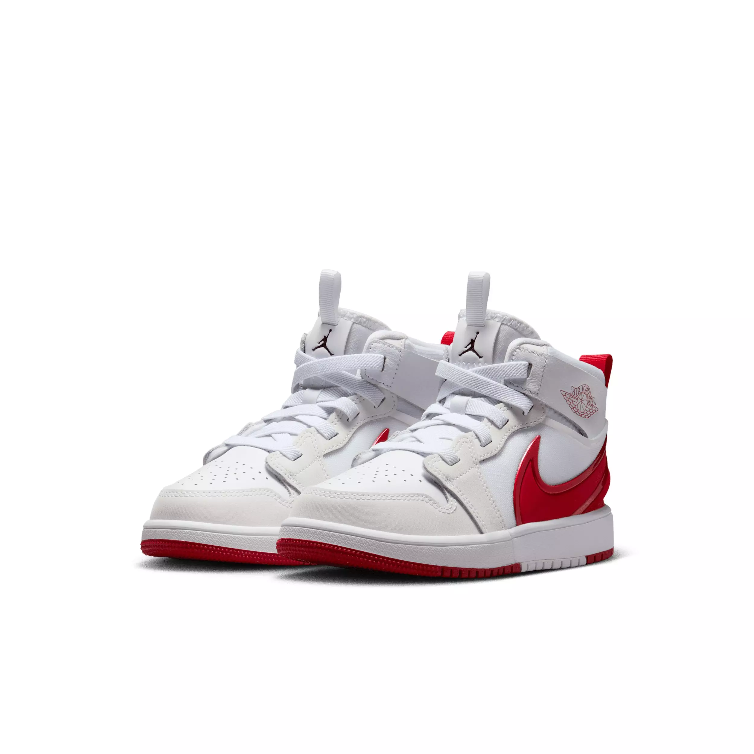 Jordan 1 Mid RM EasyOn "White/Black/University Red" Preschool Boys' Shoe - WHITE/BLACK/RED