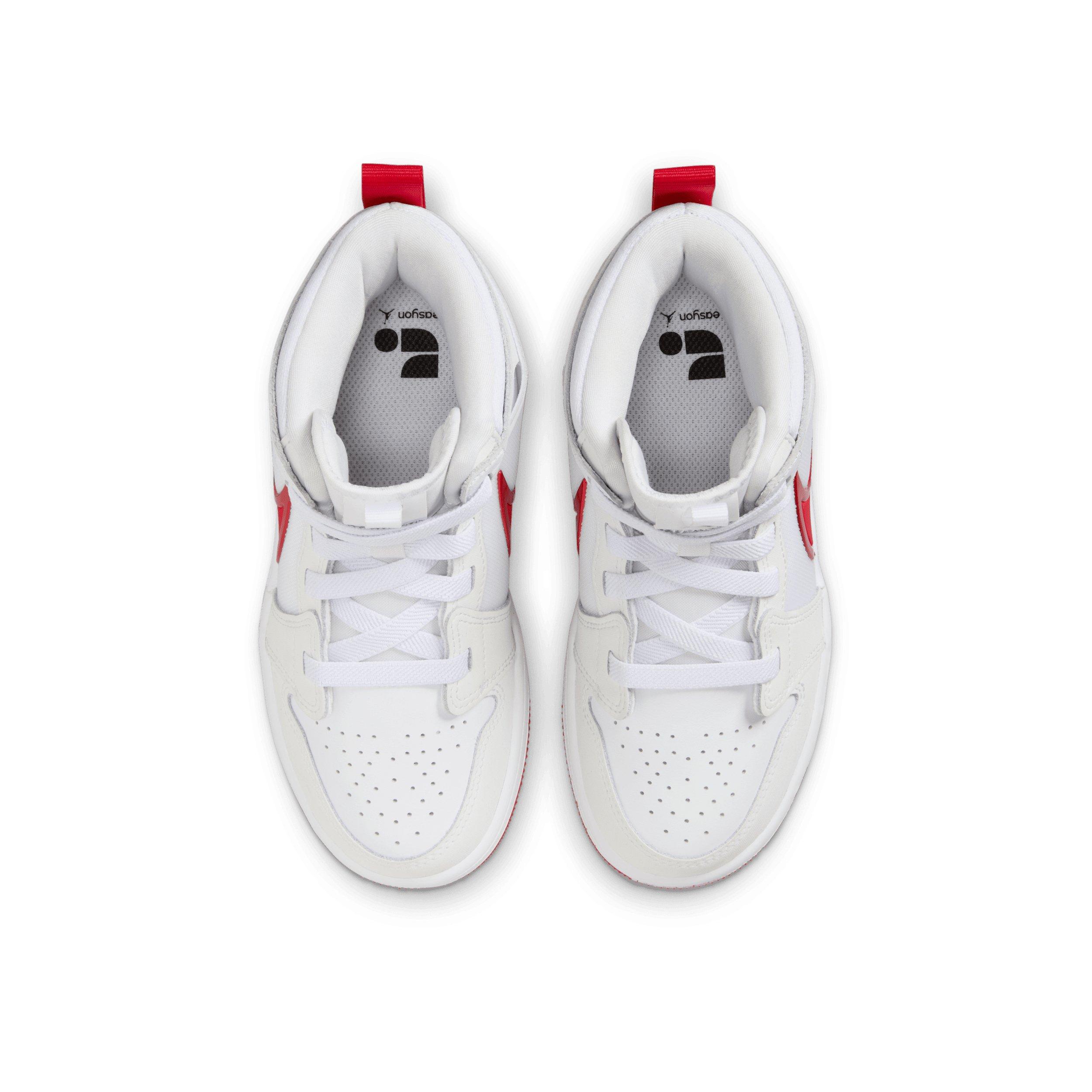 Jordan 1 Mid RM EasyOn Preschool Boys' "White/Black/University Red" Shoe