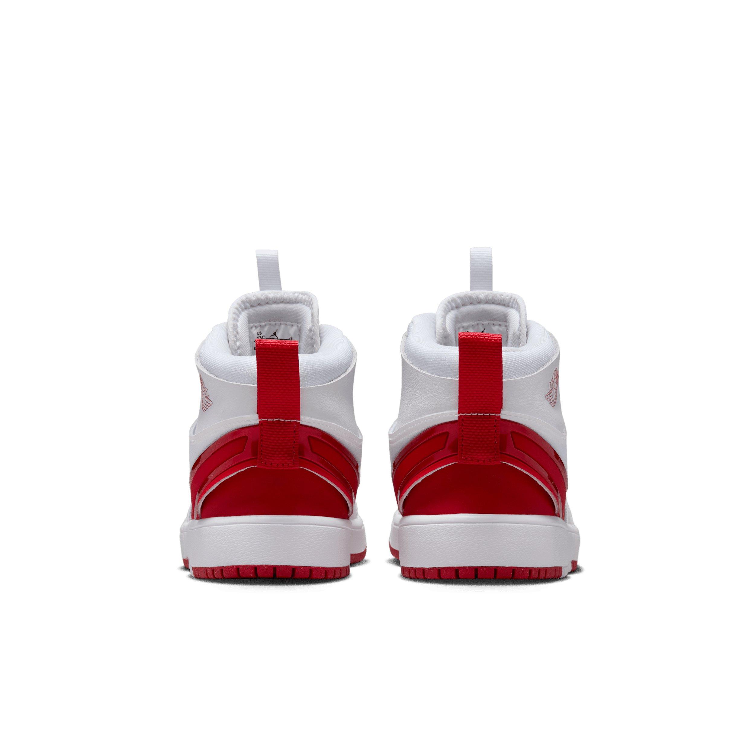 Jordan 1 Mid RM EasyOn Preschool Boys' "White/Black/University Red" Shoe