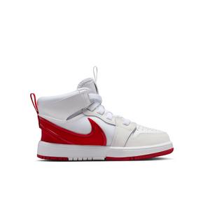 Jordan 1 Mid RM EasyOn "White/Black/University Red" Preschool Boys' Shoe