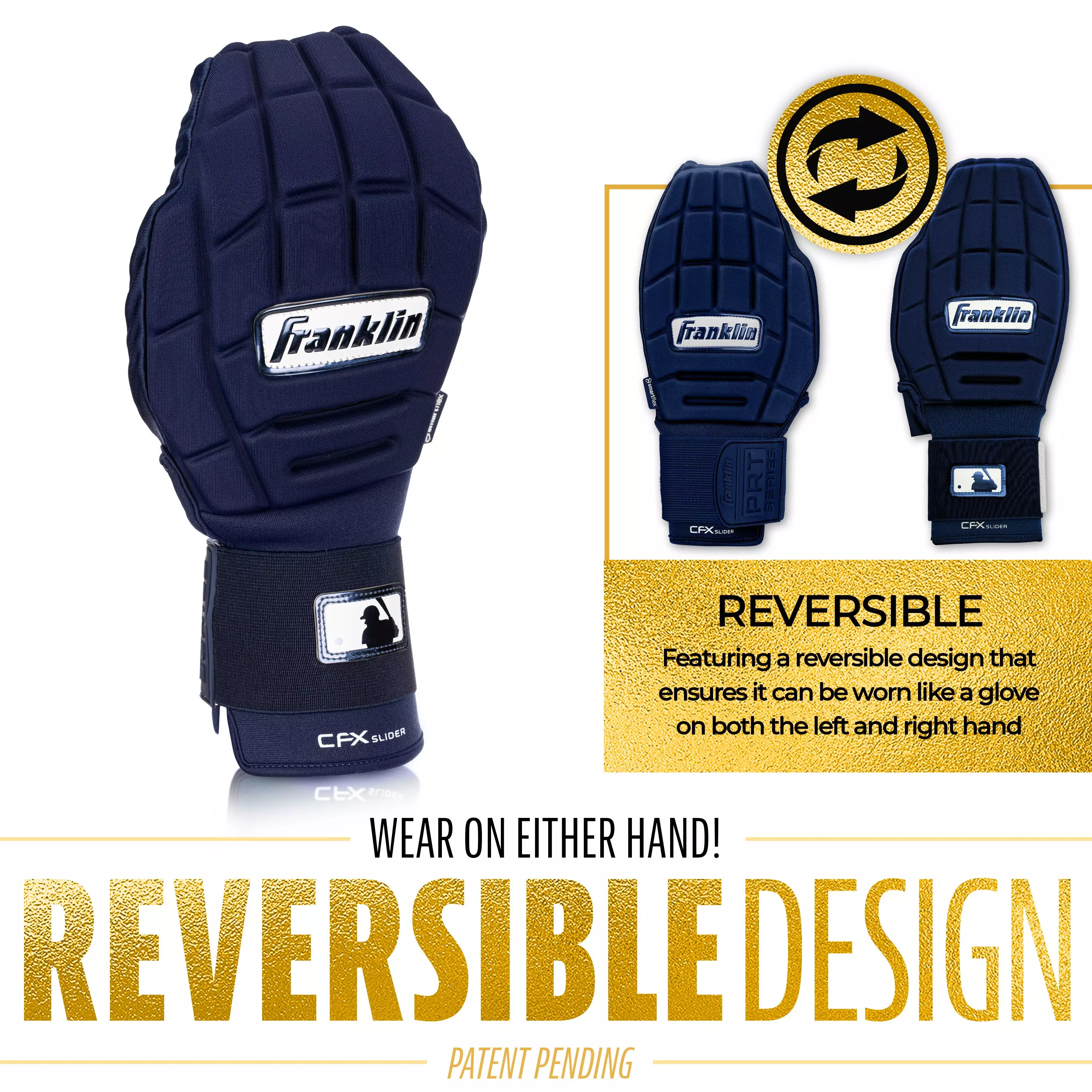 Franklin Sports MLB Youth CFX Slider PRT Protective Sliding Glove - Navy - NAVY