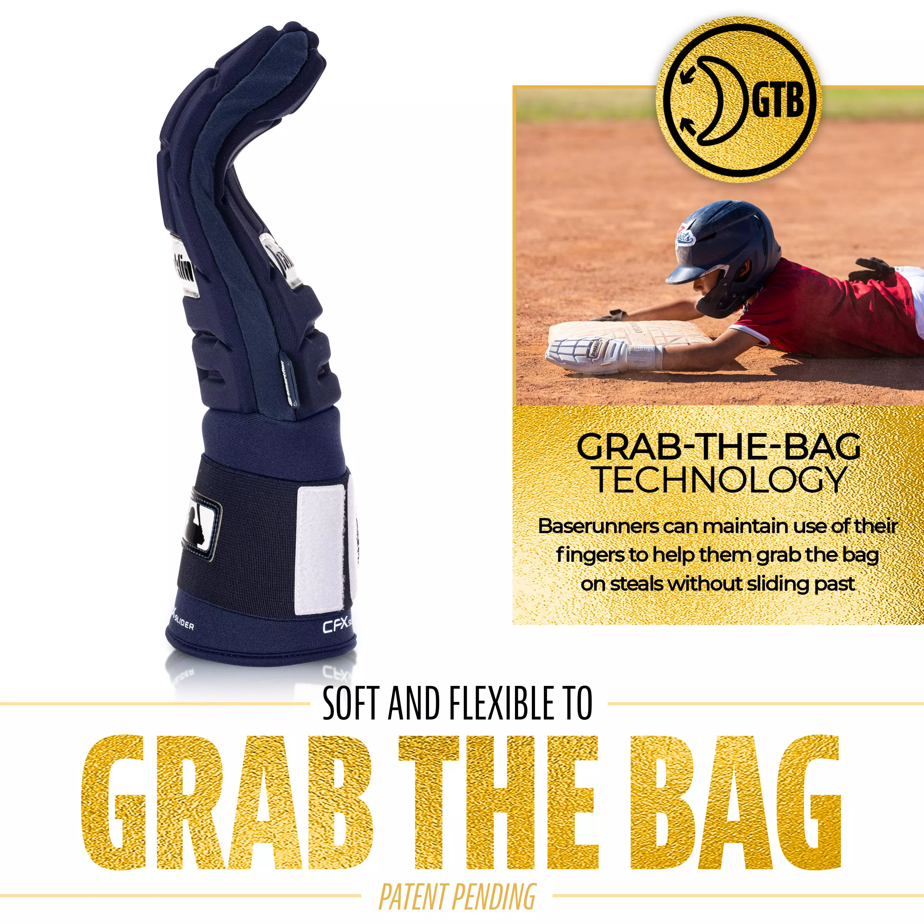 Franklin Sports MLB Youth CFX Slider PRT Protective Sliding Glove - Navy - NAVY