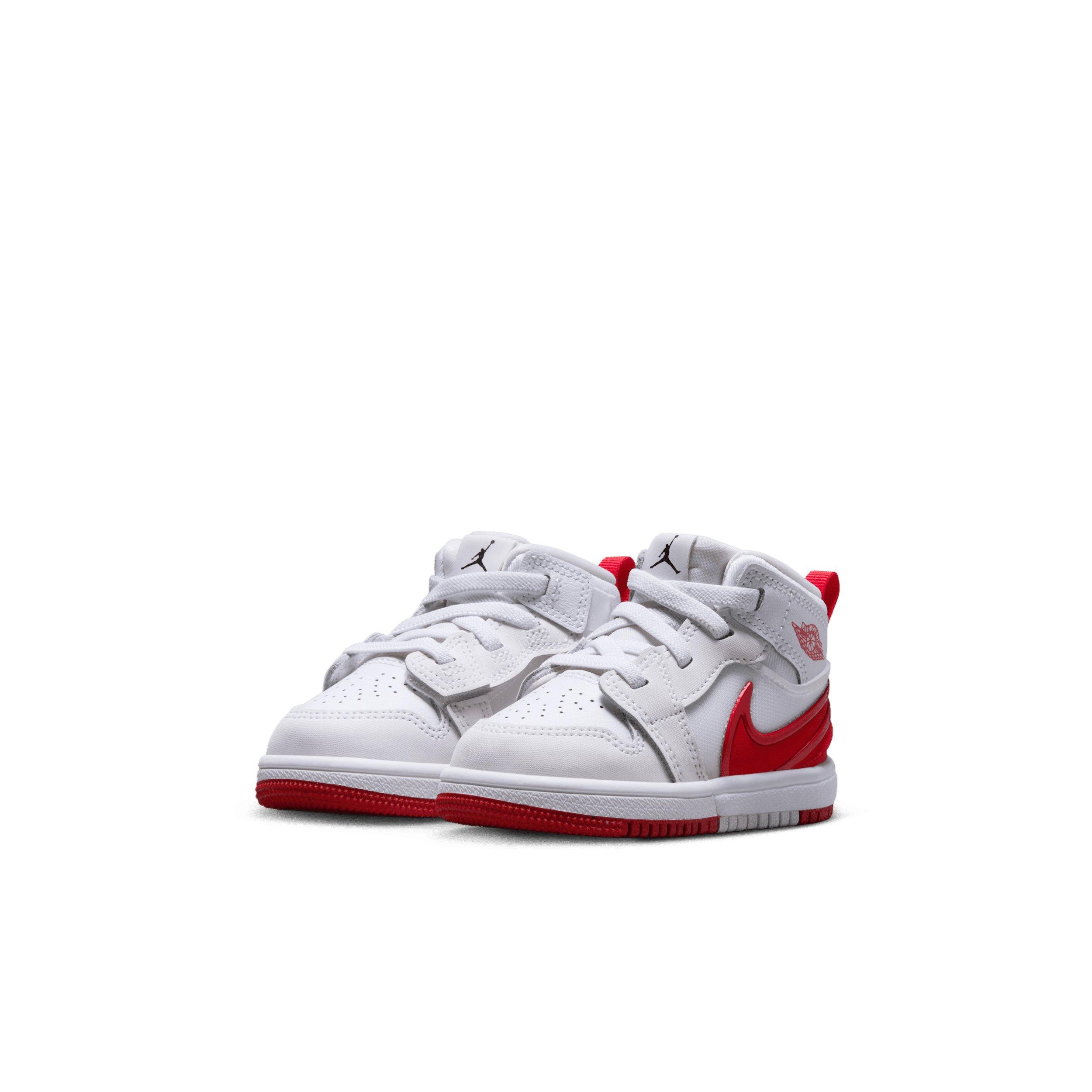 Jordan 1 Mid RM EasyOn Infant Boys' "White/Black/University Red" Shoe