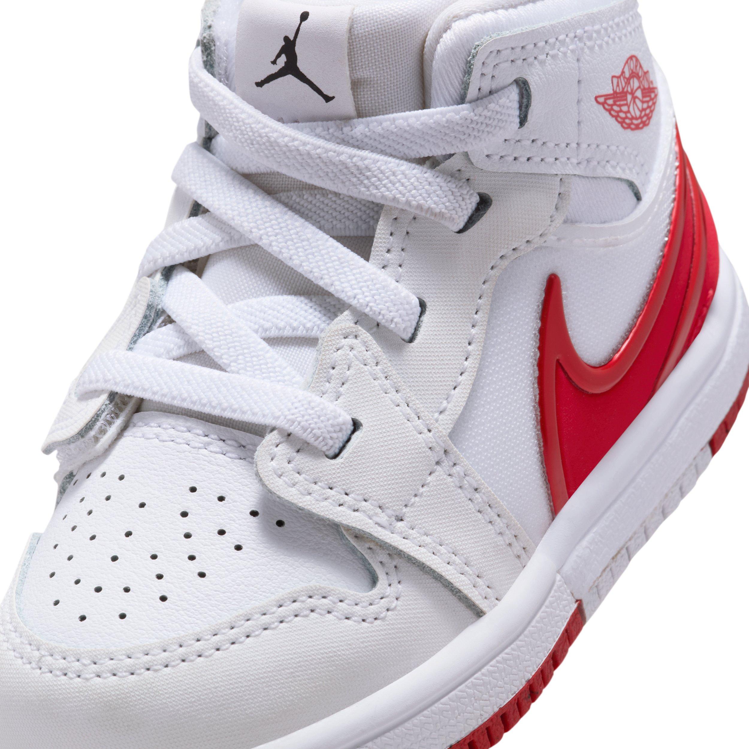 Jordan 1 Mid RM EasyOn Infant Boys' "White/Black/University Red" Shoe