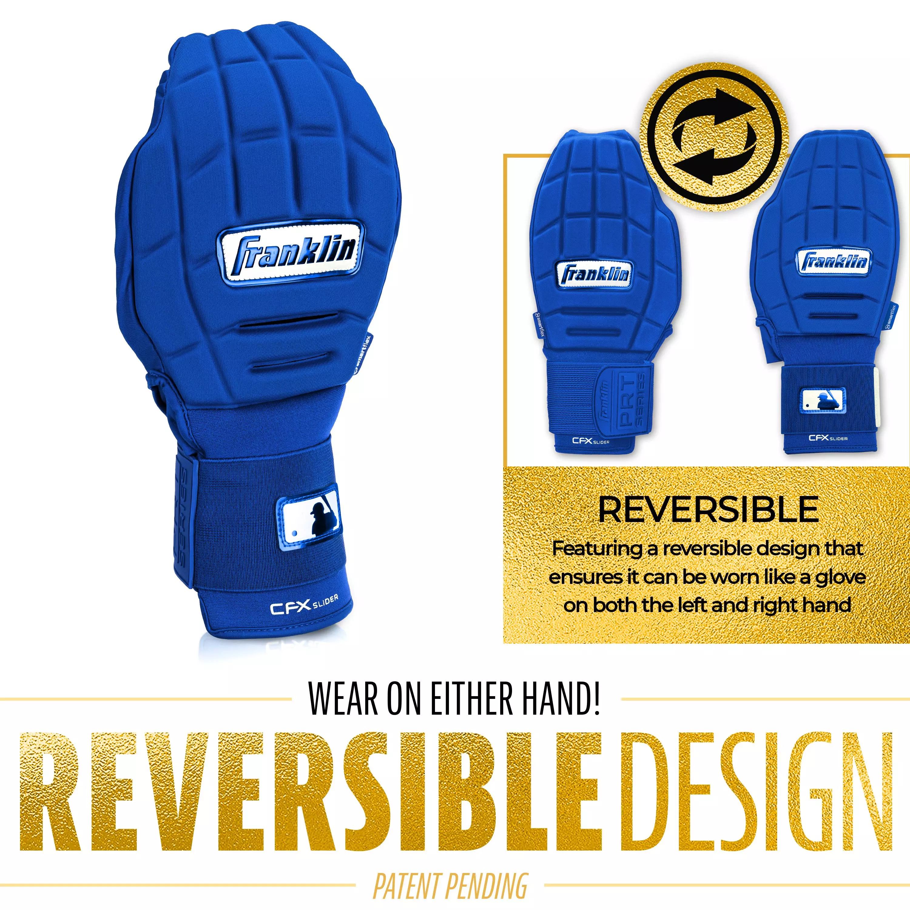 Franklin Sports MLB Youth CFX Slider PRT Protective Sliding Glove - Royal - ROYAL