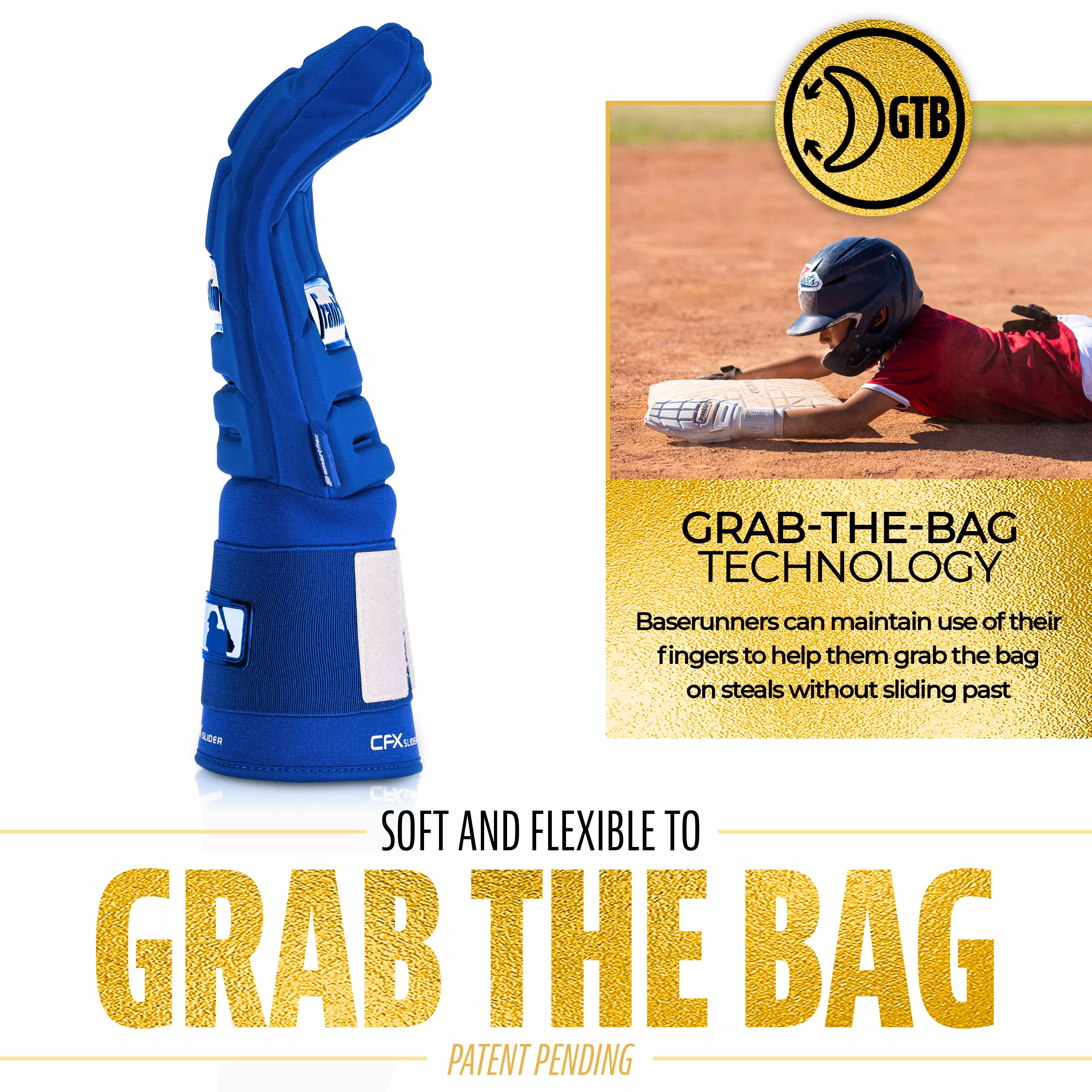 Franklin Sports MLB Youth CFX Slider PRT Protective Sliding Glove - Royal - ROYAL