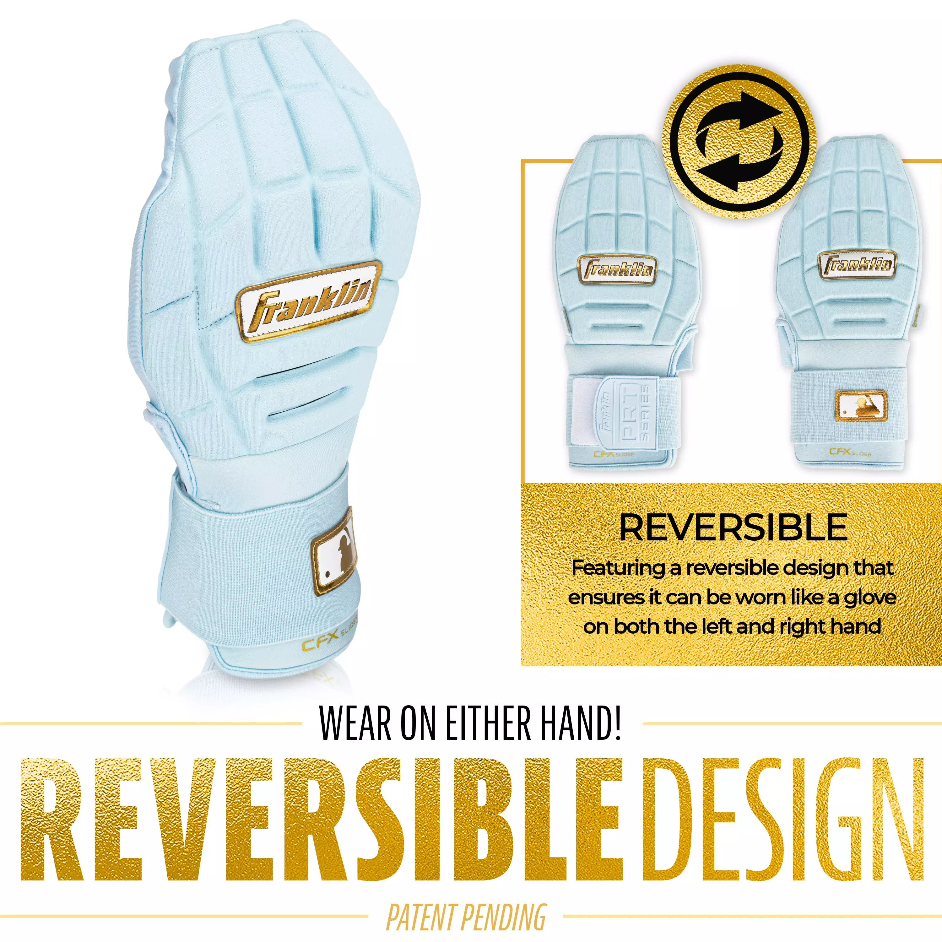 Franklin Sports MLB Youth CFX Slider PRT Protective Sliding Glove - Carolina Blue - CAROLINA BLUE