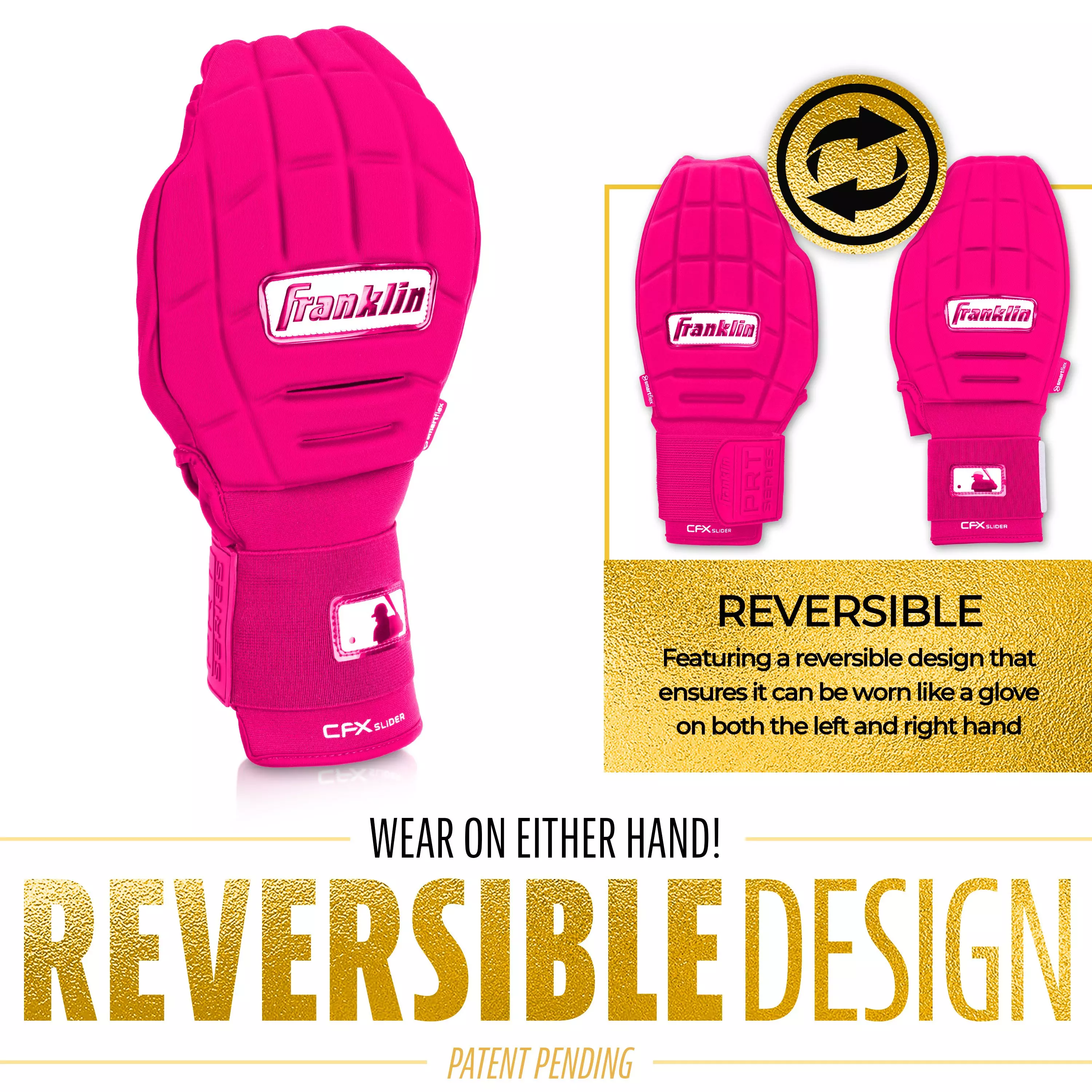 Franklin Sports MLB Youth CFX Slider PRT Protective Sliding Glove - Pink - PINK