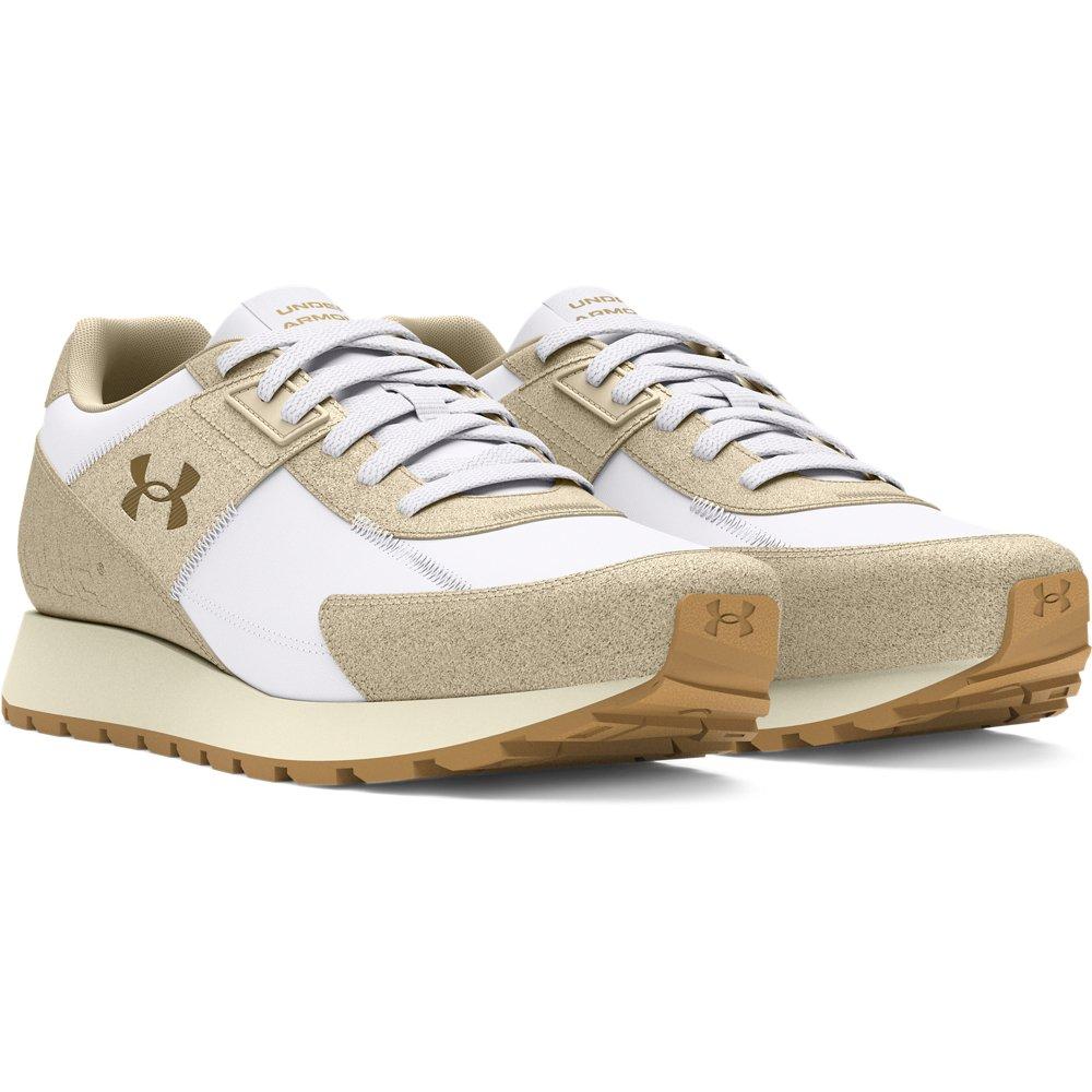 Under Armour Essential Runner "White/Khaki Base/Metallic Gold" Women's Running Shoe - WHITE/KHAKI/GOLD Thumbnail View 3