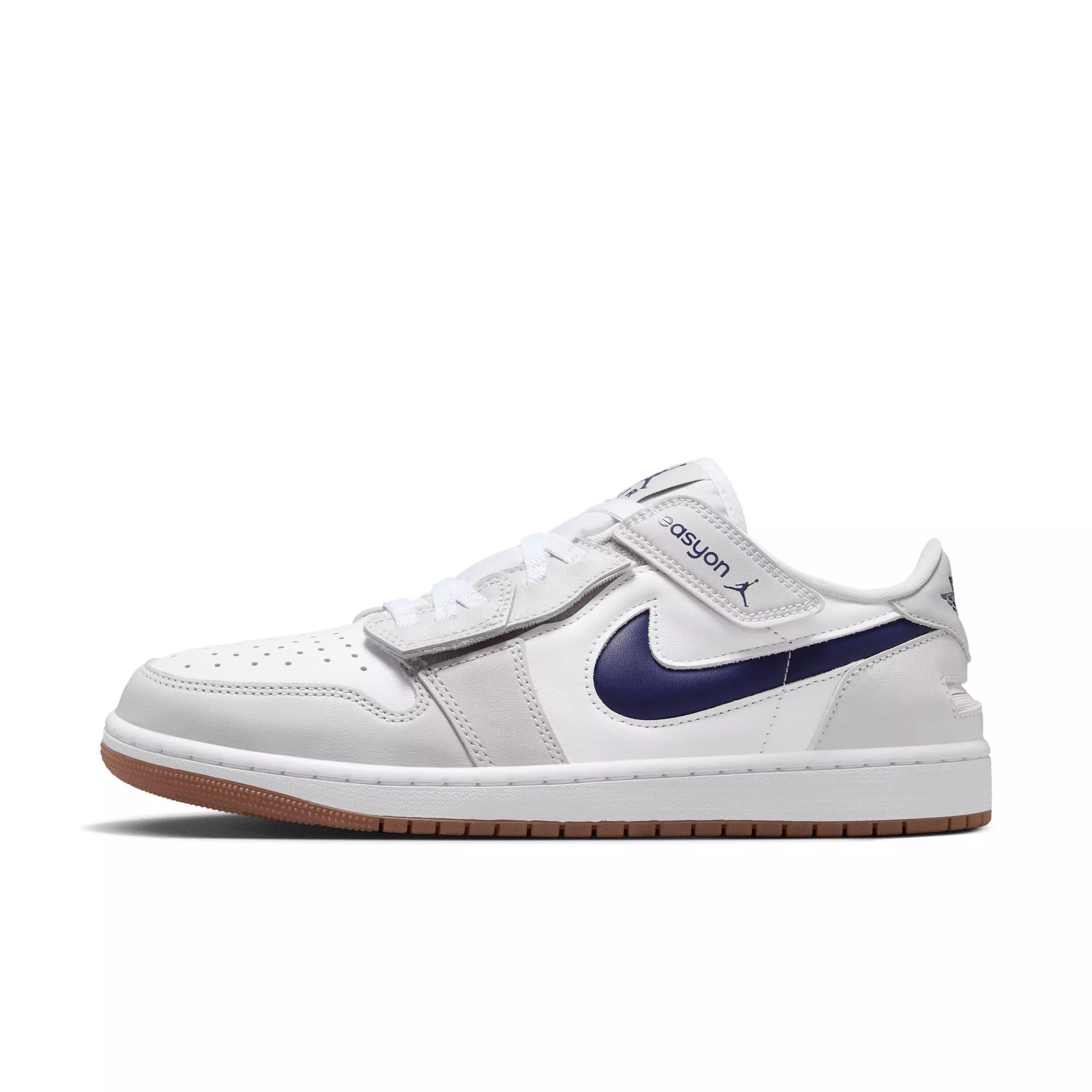 Jordan 1 Low EasyOn "White/Neutral Grey/Gum Medium Brown/Midnight Navy" Men's Shoe - WHITE/GREY/MD BROWN/NAVY
