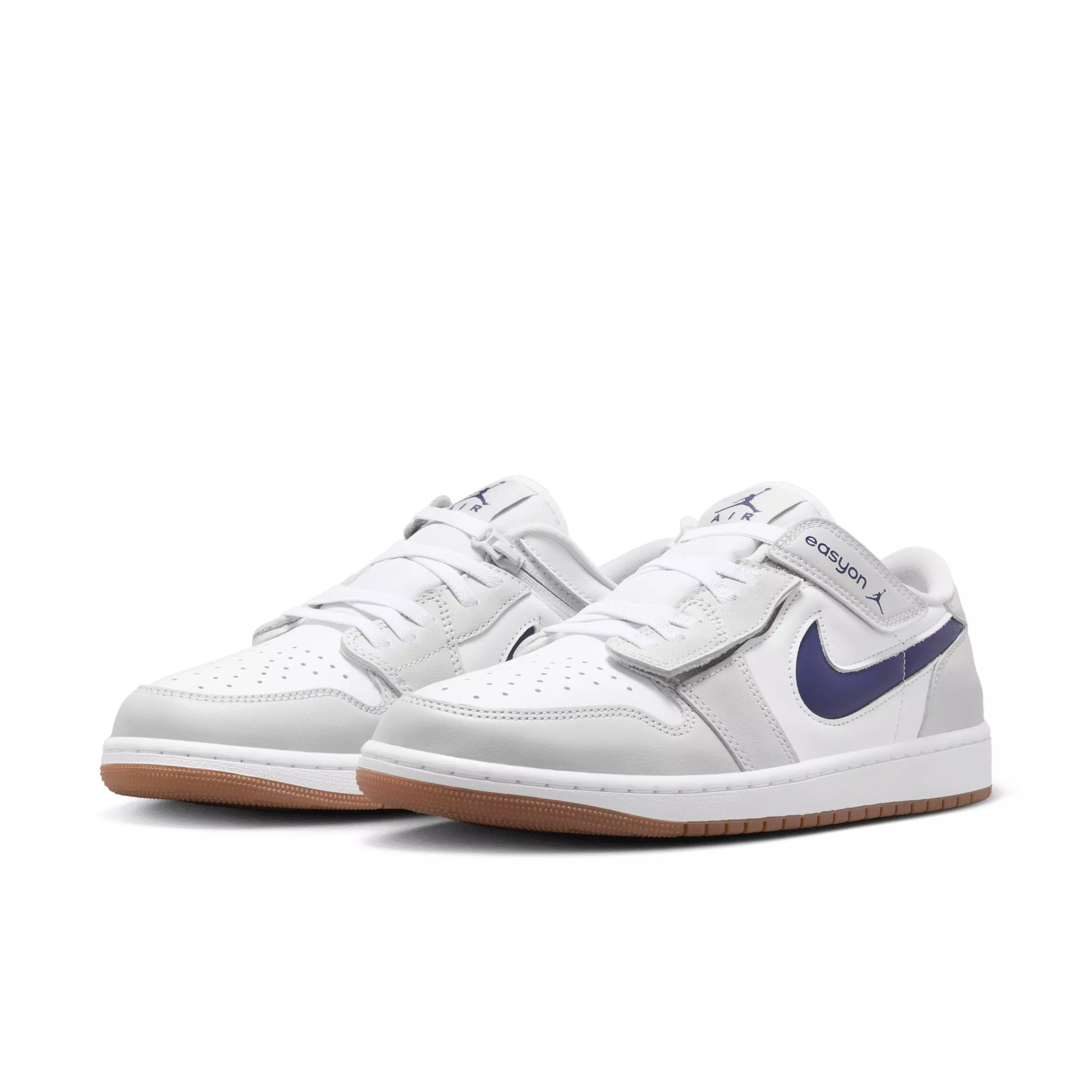 Jordan 1 Low EasyOn "White/Neutral Grey/Gum Medium Brown/Midnight Navy" Men's Shoe - WHITE/GREY/MD BROWN/NAVY