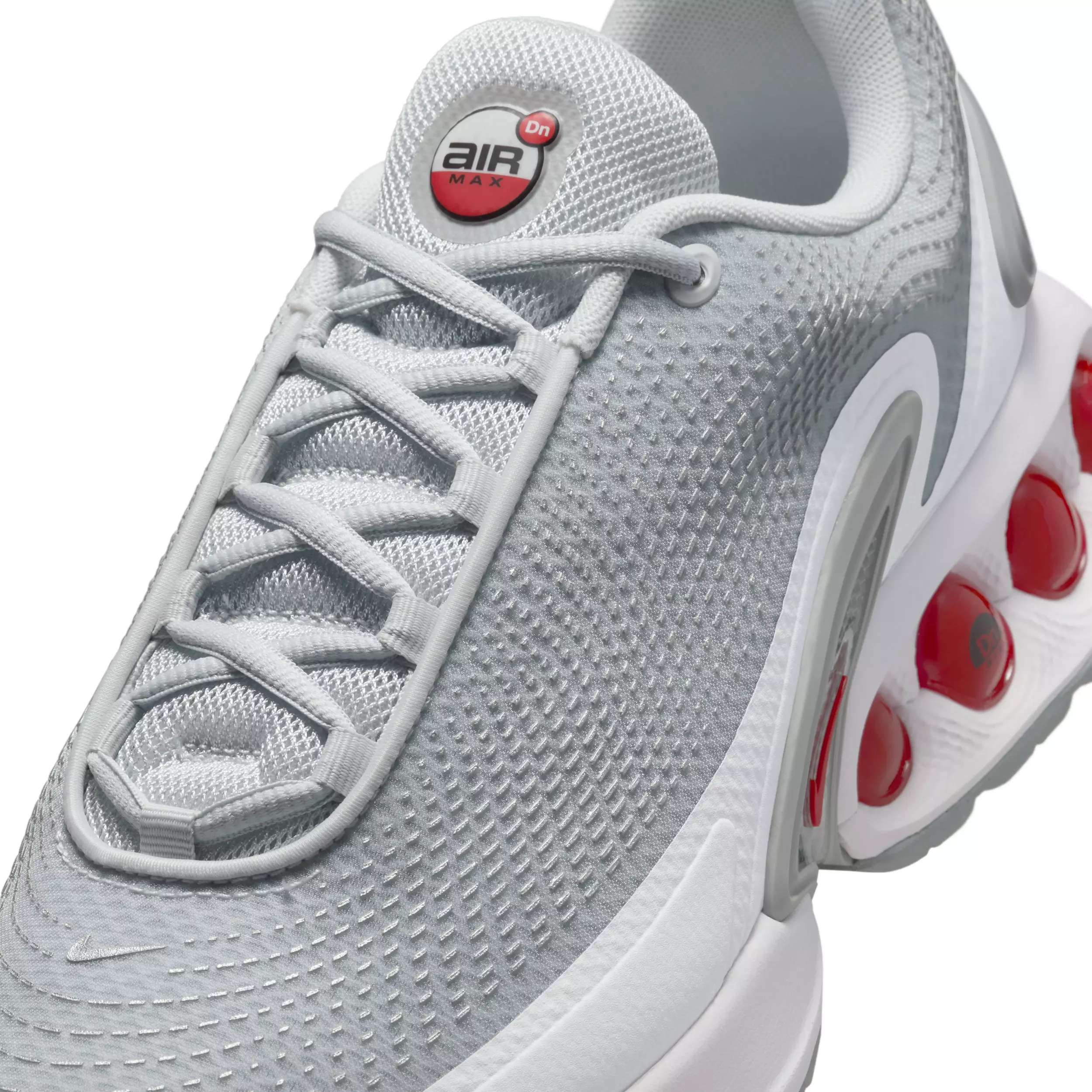 Nike Air Max Dn "Pure Platinum/Wolf Grey/Metallic Silver/University Red" Men's Shoe - PLATINUM/GREY/SILVER/RED