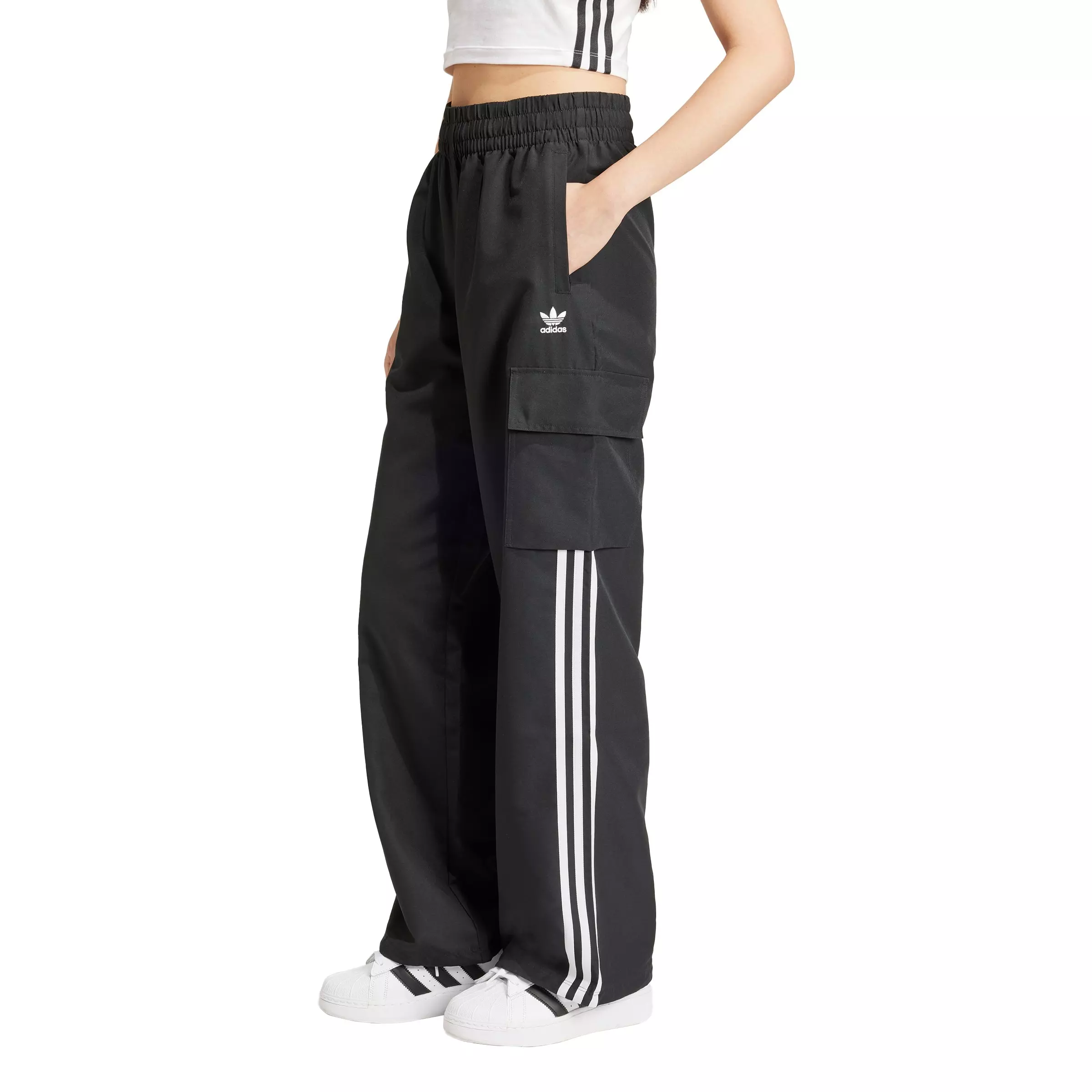adidas Women's Originals Adicolor 3-Stripes Cargo Tracksuit Bottoms - Black - BLACK