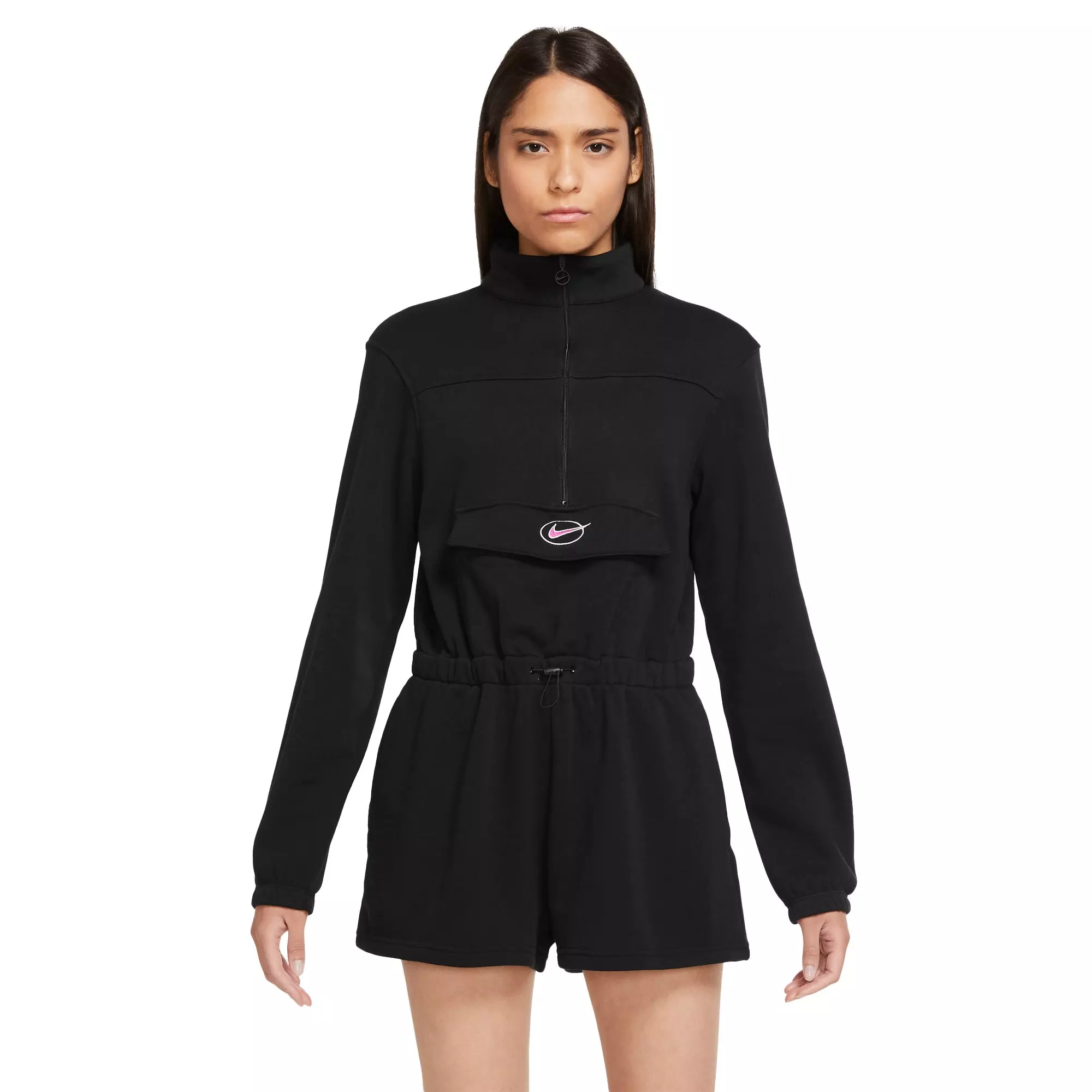 Nike Women's Sportswear Icon Clash Fleece Romper - Black - BLACK