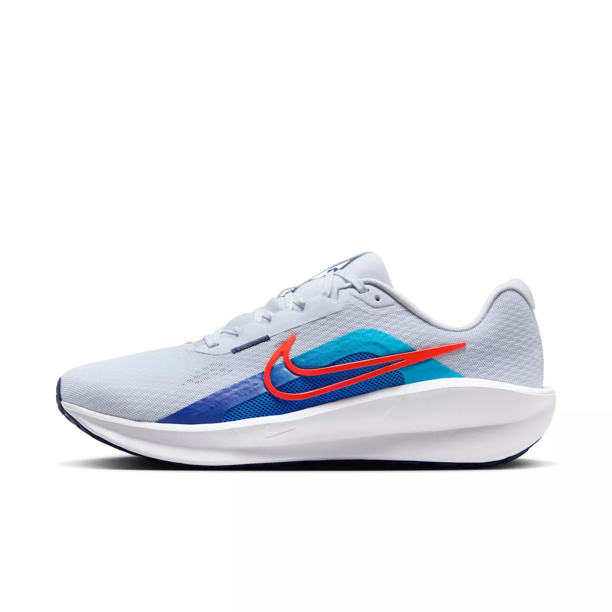 Nike Downshifter 13 "Football Grey/Deep Night/Blue Lightning/Bright Crimson" Men's Running Shoe - GREY/NIGHT/BLUE/CRIMSON