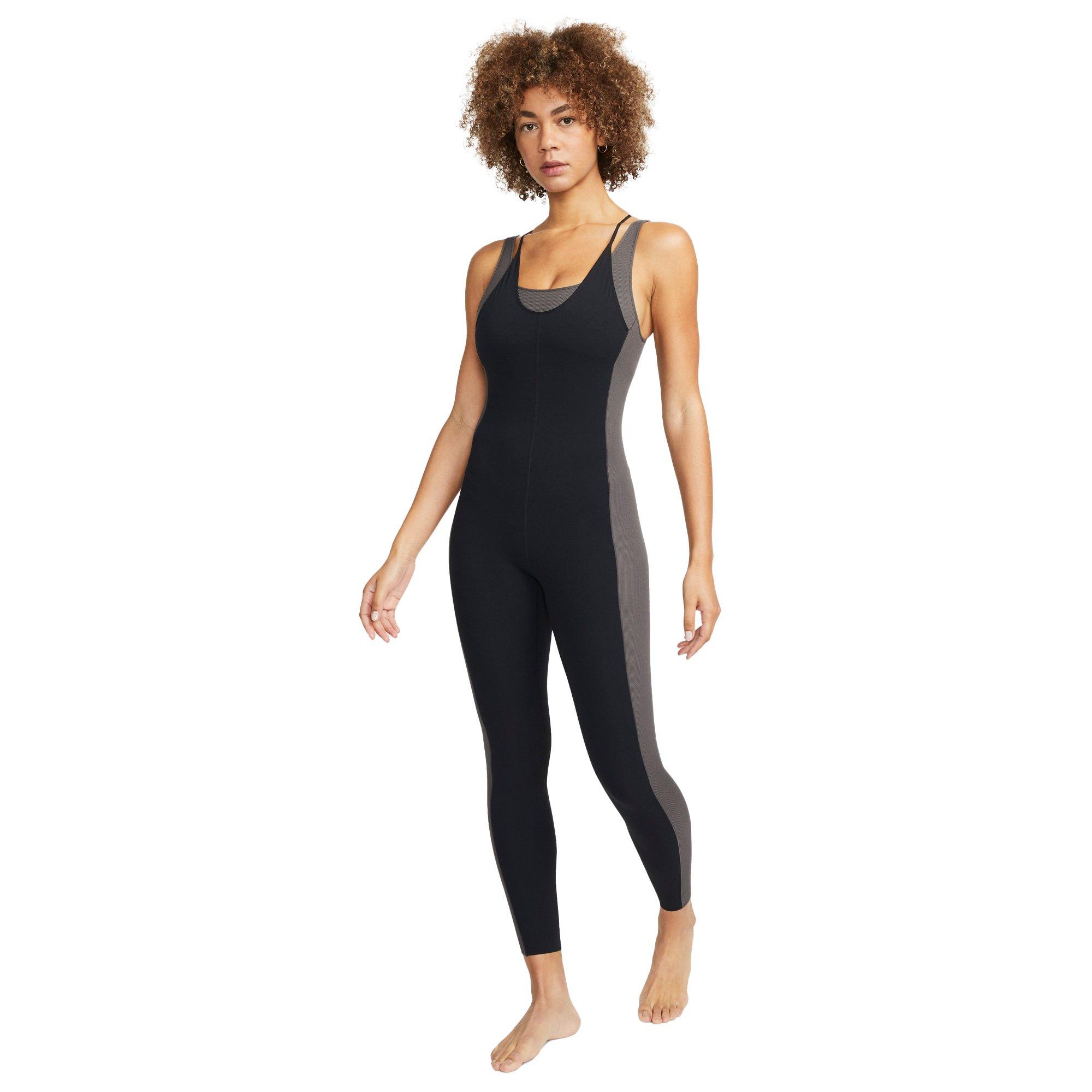 Nike Women's Yoga Dri-FIT Luxe 7/8 Color-Block Jumpsuit - BLACK Thumbnail View 1