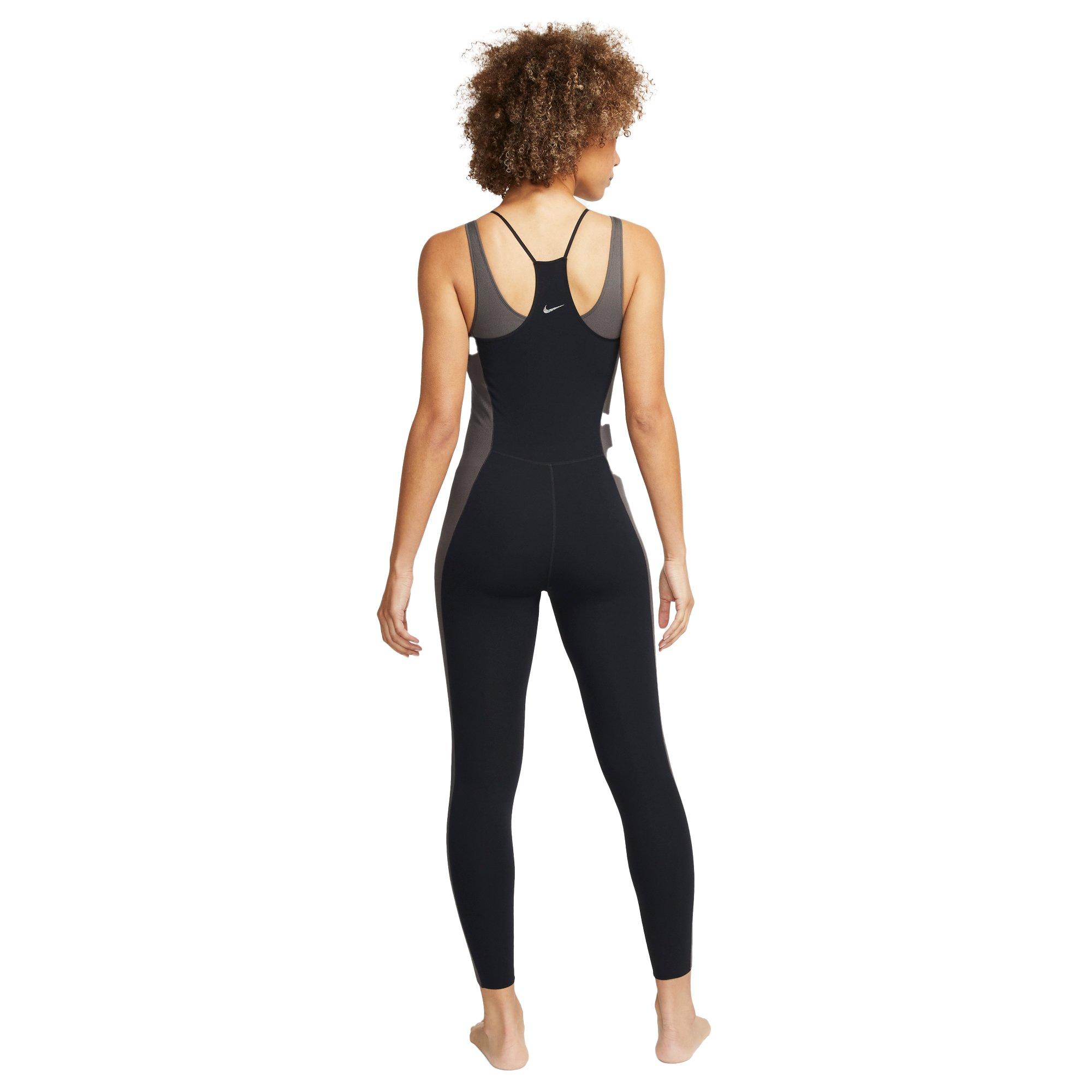 Nike Women's Yoga Dri-FIT Luxe 7/8 Color-Block Jumpsuit - BLACK Thumbnail View 2
