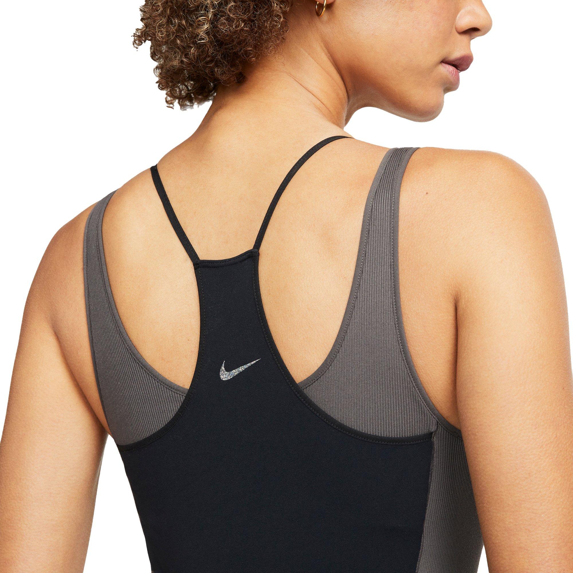 Nike Women's Yoga Dri-FIT Luxe 7/8 Color-Block Jumpsuit - BLACK Thumbnail View 4